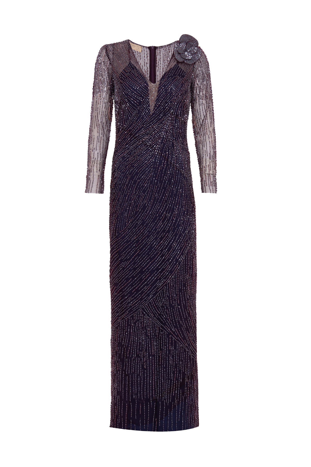 Vestido Longo Bordado em Tule