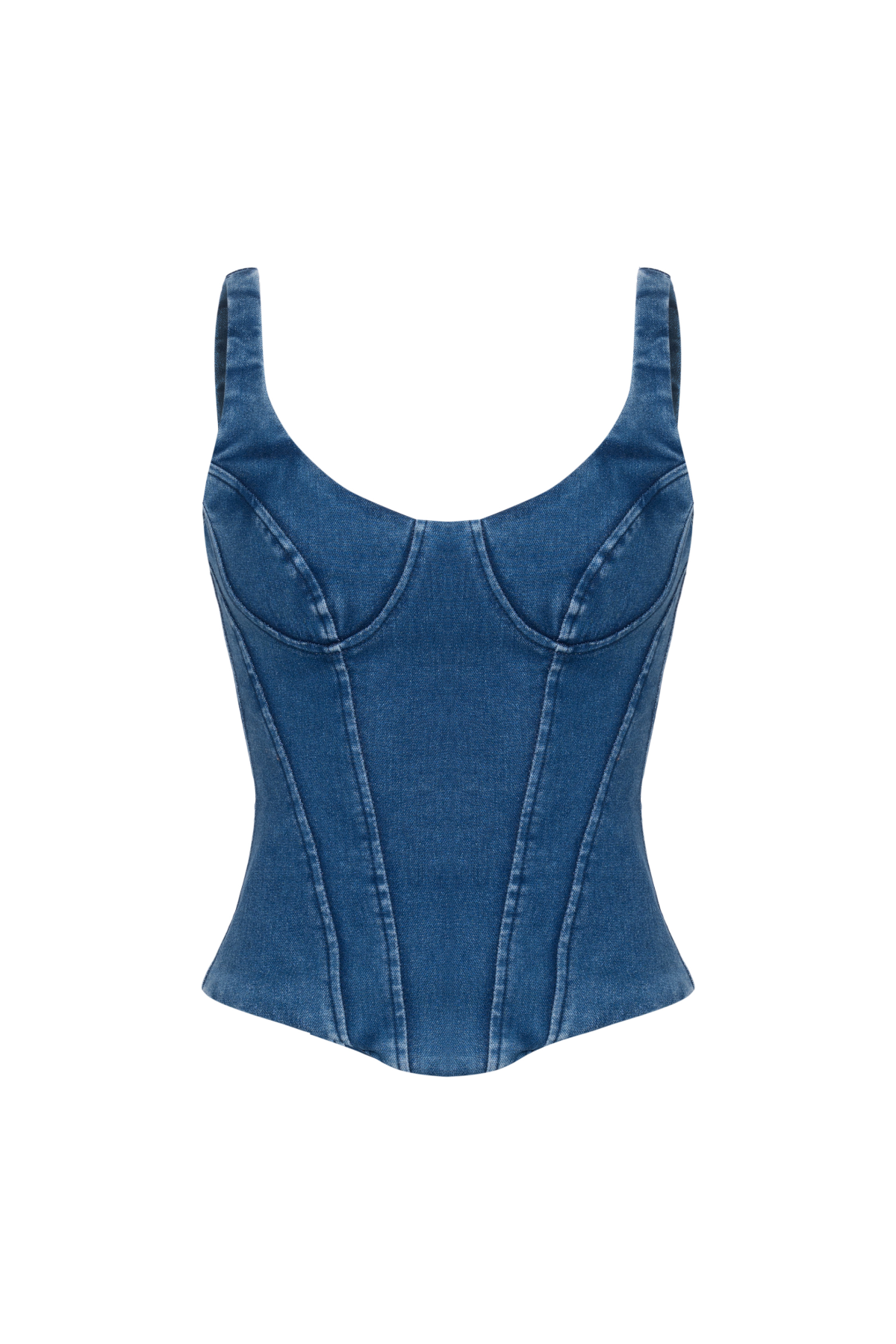 Corset Jeans Estruturado Decote Arredondado