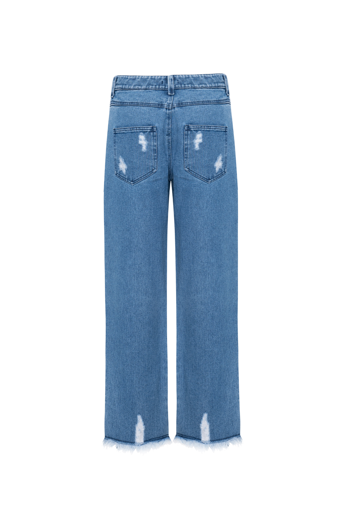 Calça Jeans Cós Baixo Com Recortes Fundo Do Mar