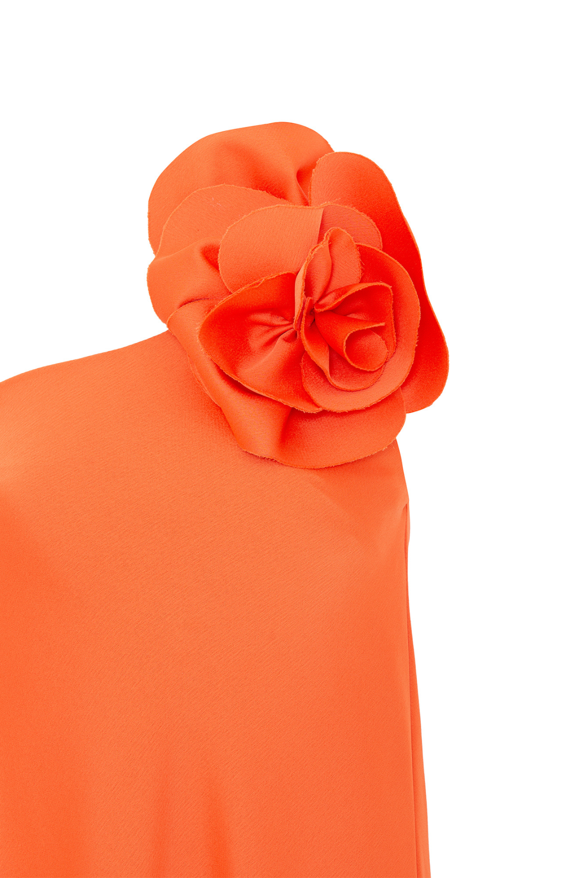 Vestido Ombro Único com Flor Em 3D