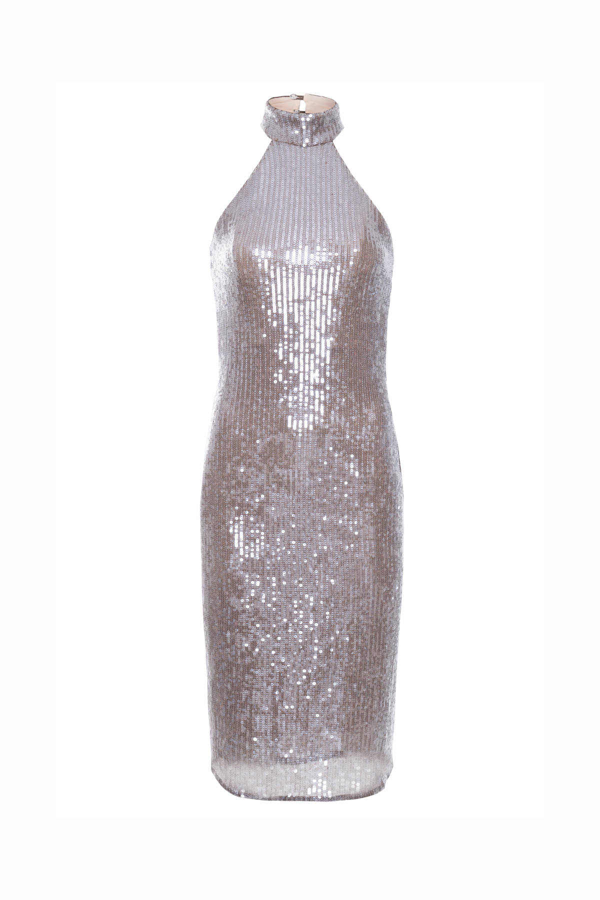 Vestido MÍdi Gola Alta Paetê