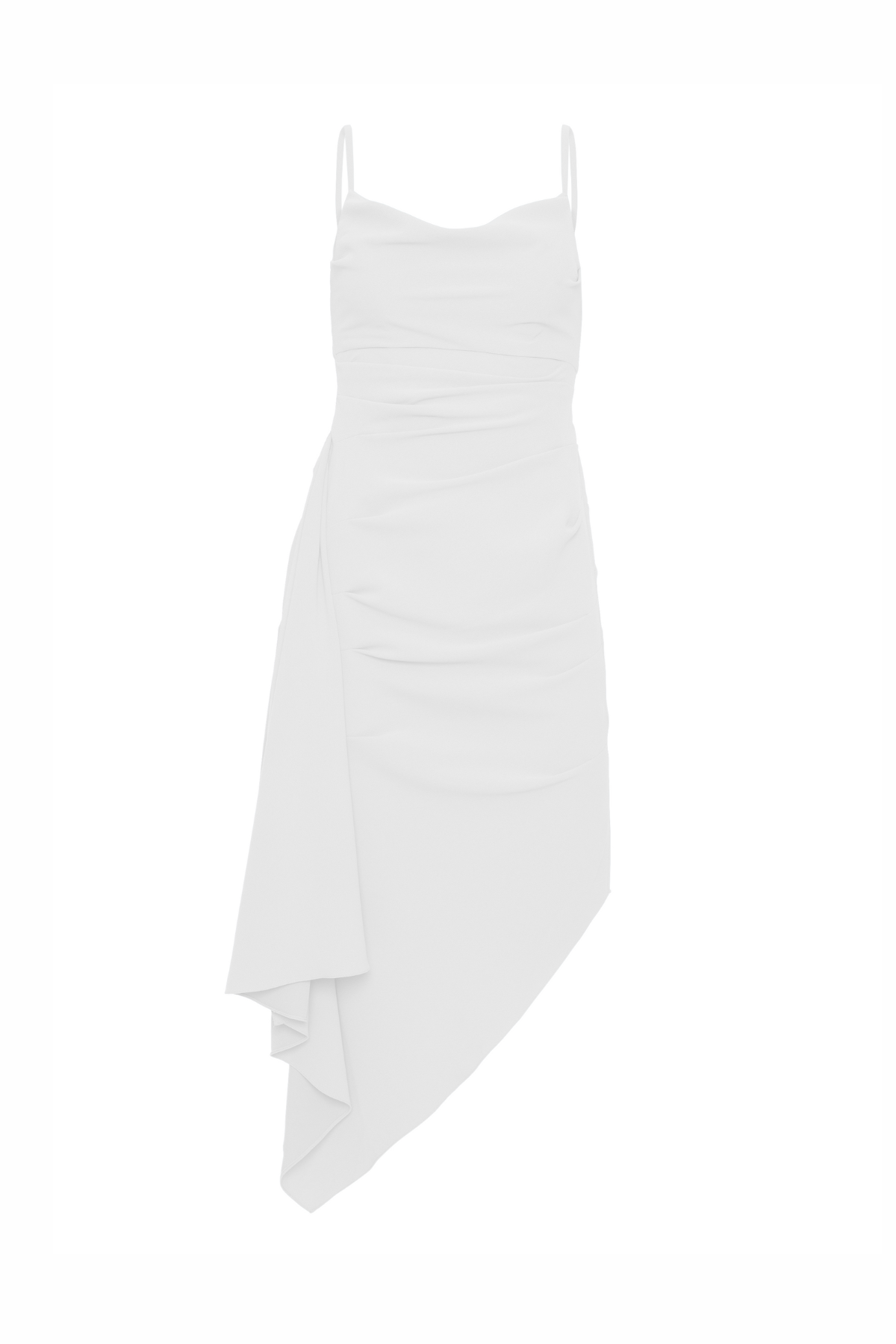 Vestido Alças Finas Viés Assimétrico