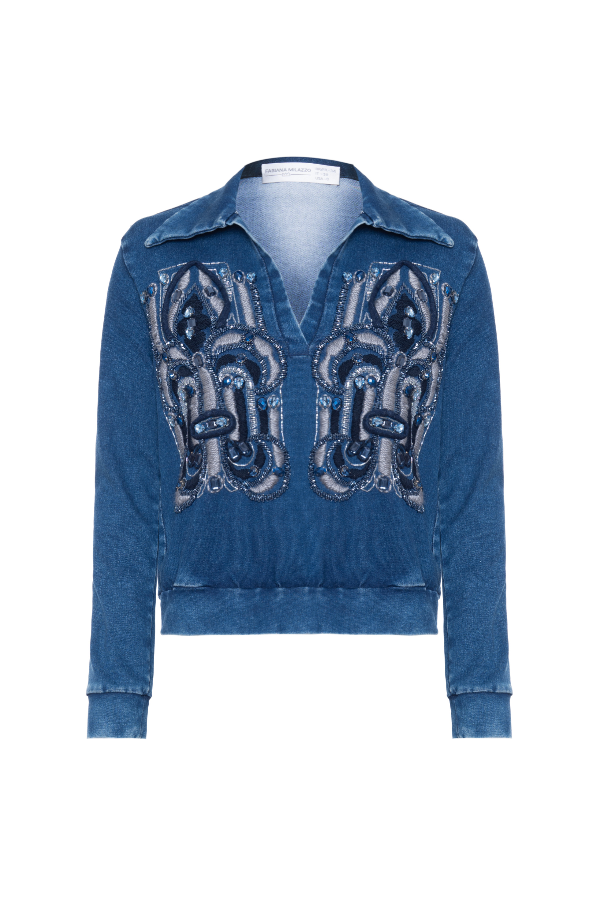 Moletom Jeans Mangas Longas Bordado