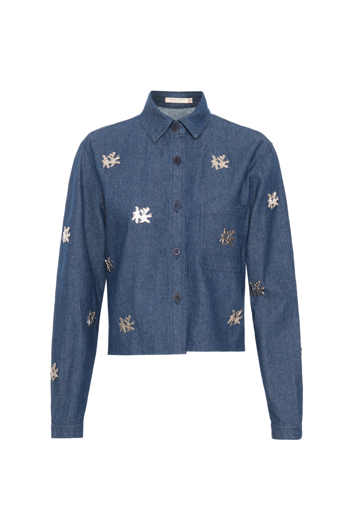 Camisa Jeans Modelagem Reta Plaquinhas Sakura