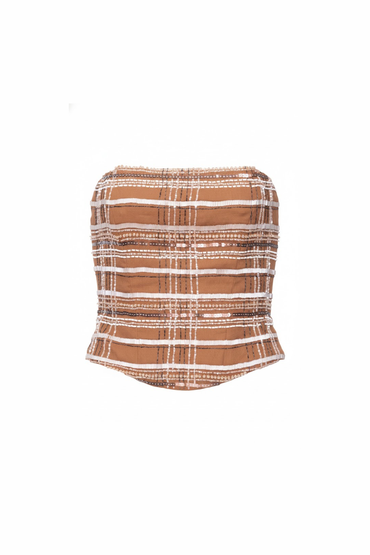 Corset De Linho Bordado Decote Abaulado