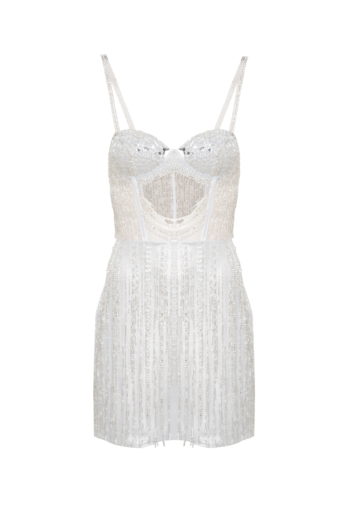 Vestido Curto Cut Out com Bordado de Franjas