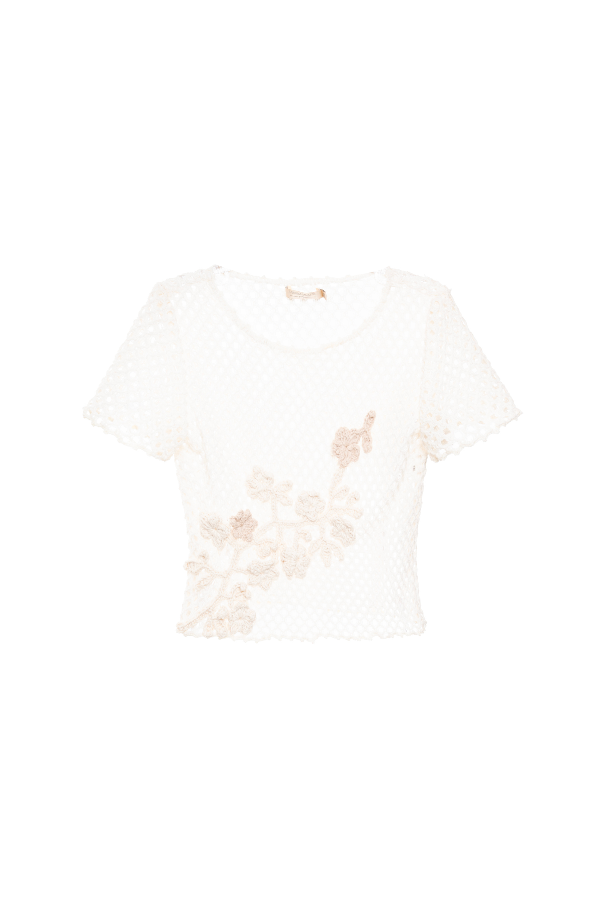 T-Shirt Crochê Aplicação Bordados Flores De Cerejeira