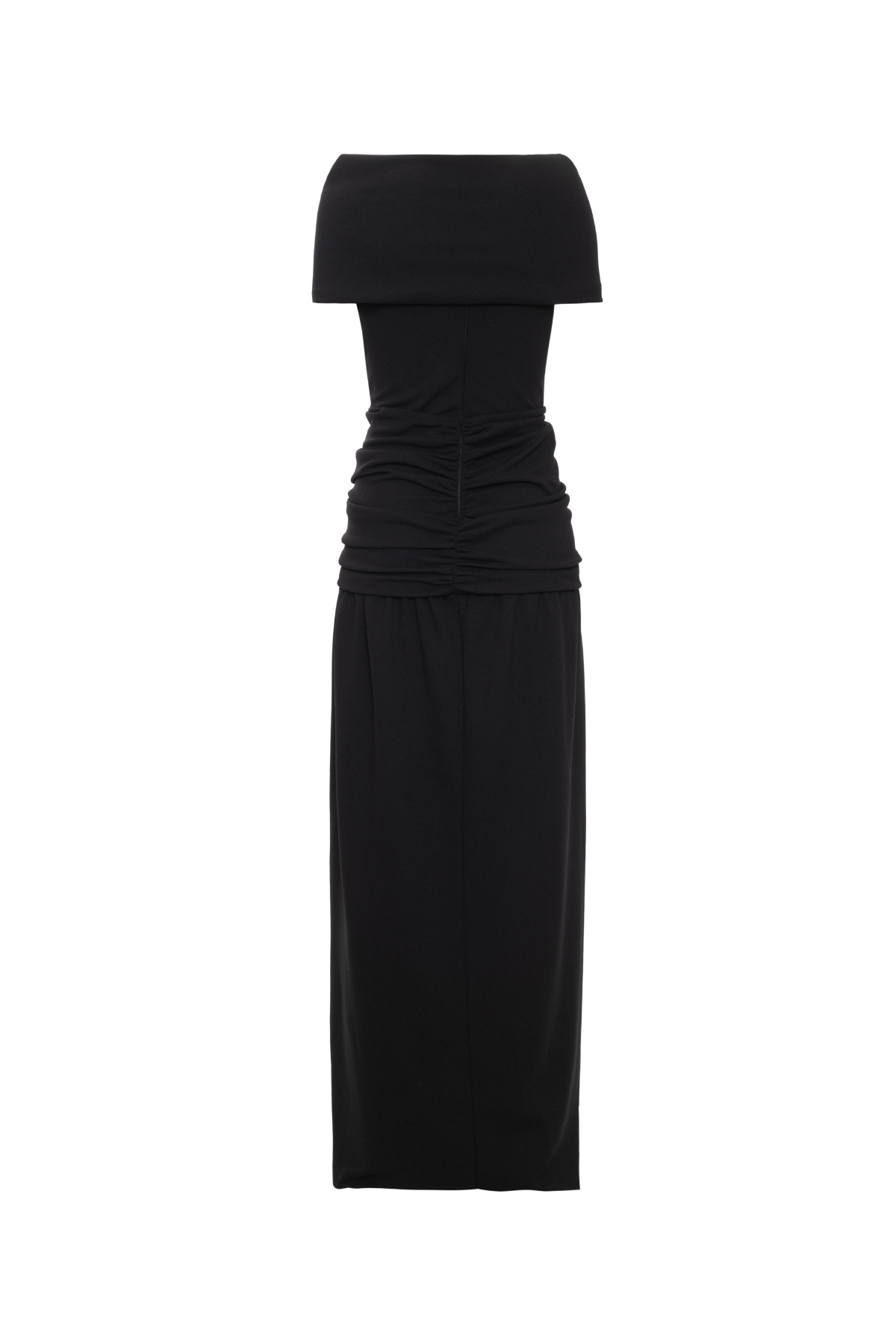 Vestido Longo Ombro A Ombro Drapeada Cintura