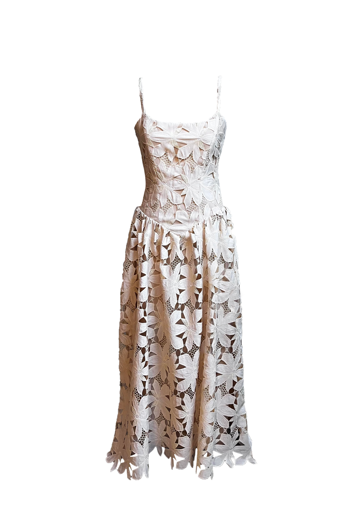 Vestido Mídi Renda Floral Richilieu