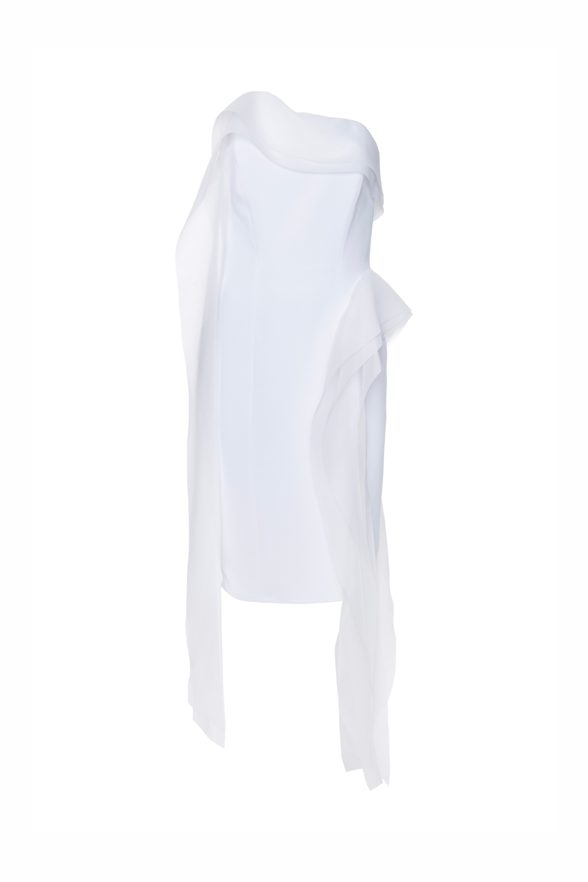 Vestido Sem Alças Crepe E Organza