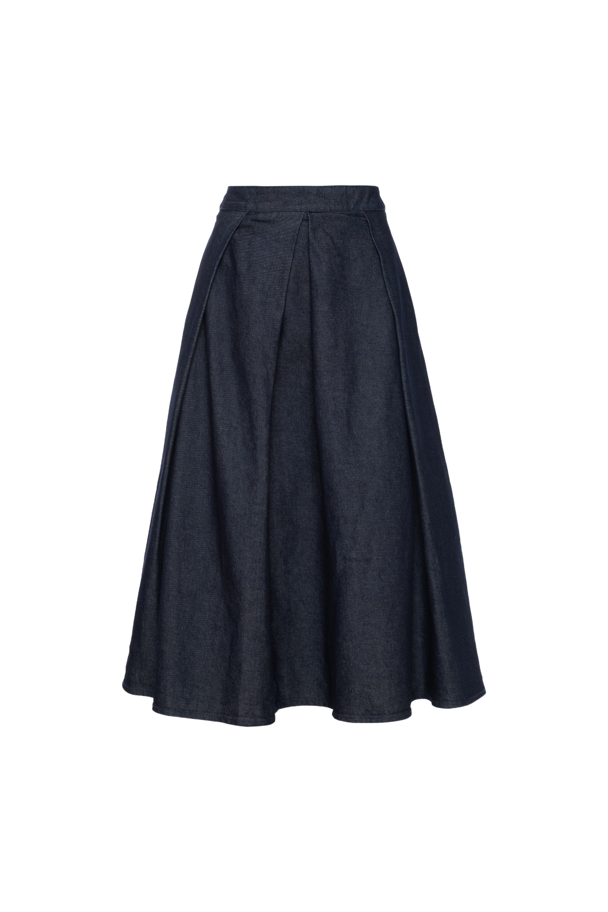 Saia Jeans Mídi Pregas