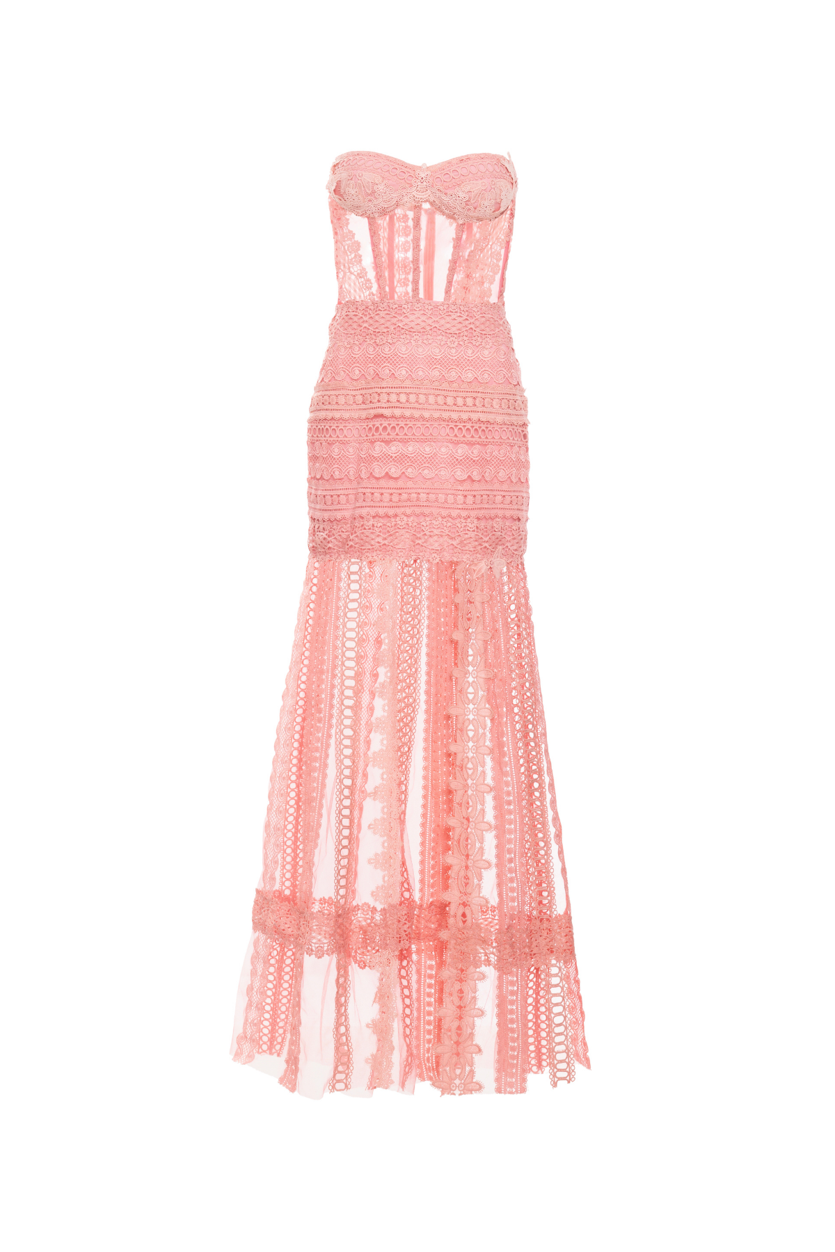 Vestido Longo Patchwork Rendas