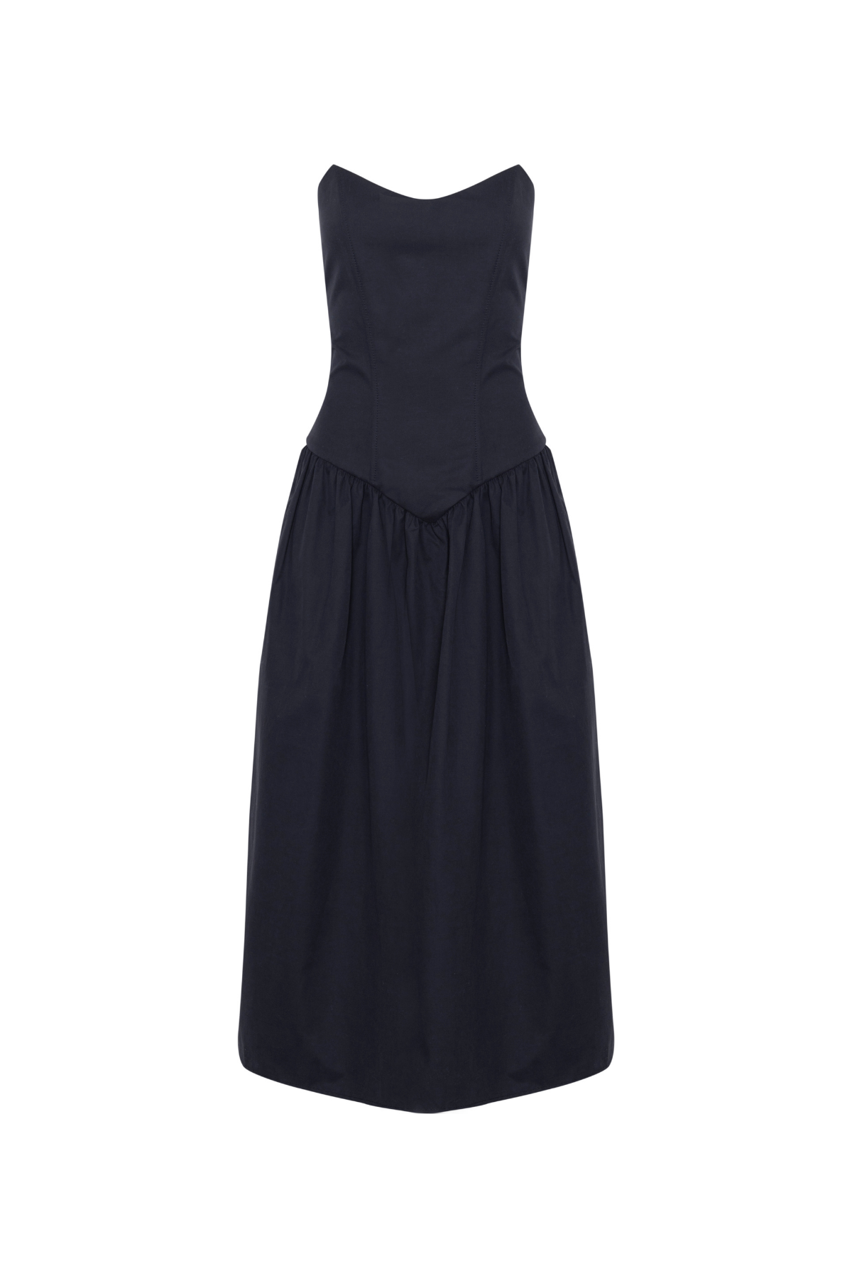 Vestido Mídi Franzido Cintura Baixa