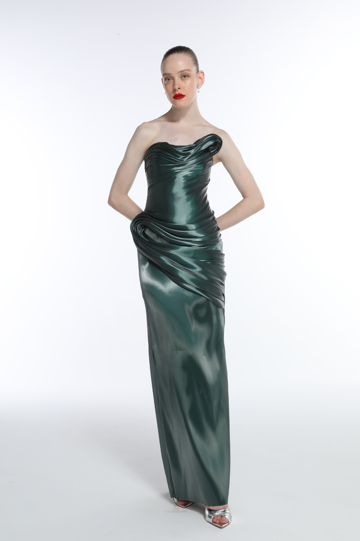 Vestido Liquid Decote Assimétrico Drapeado