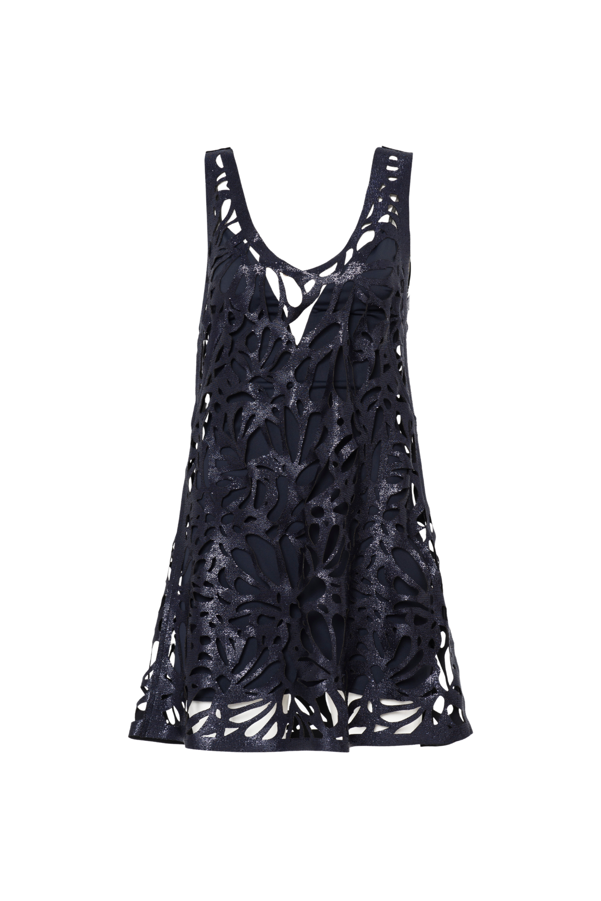 Vestido Curto Wave Recortes Conchas E Decote Em V