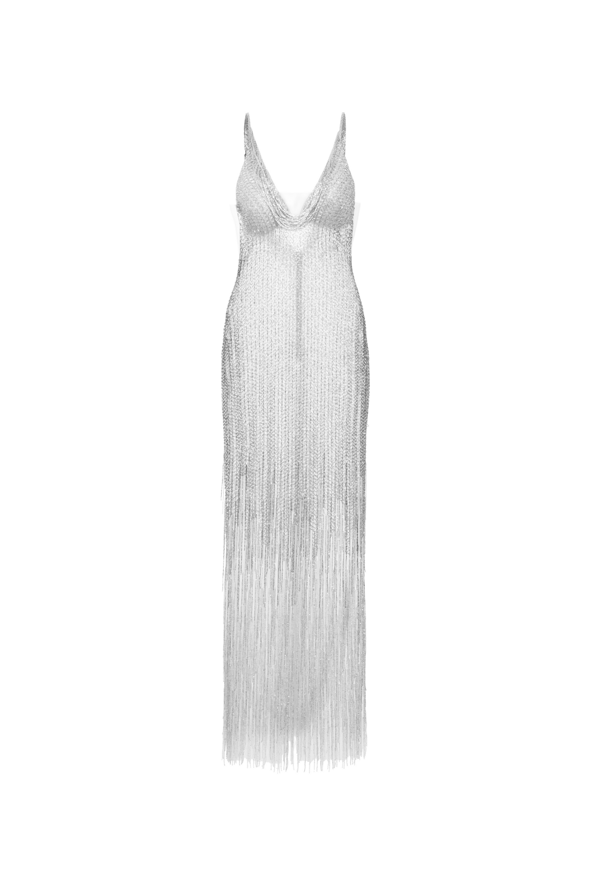 Vestido Longo Bordado Saia Franjas