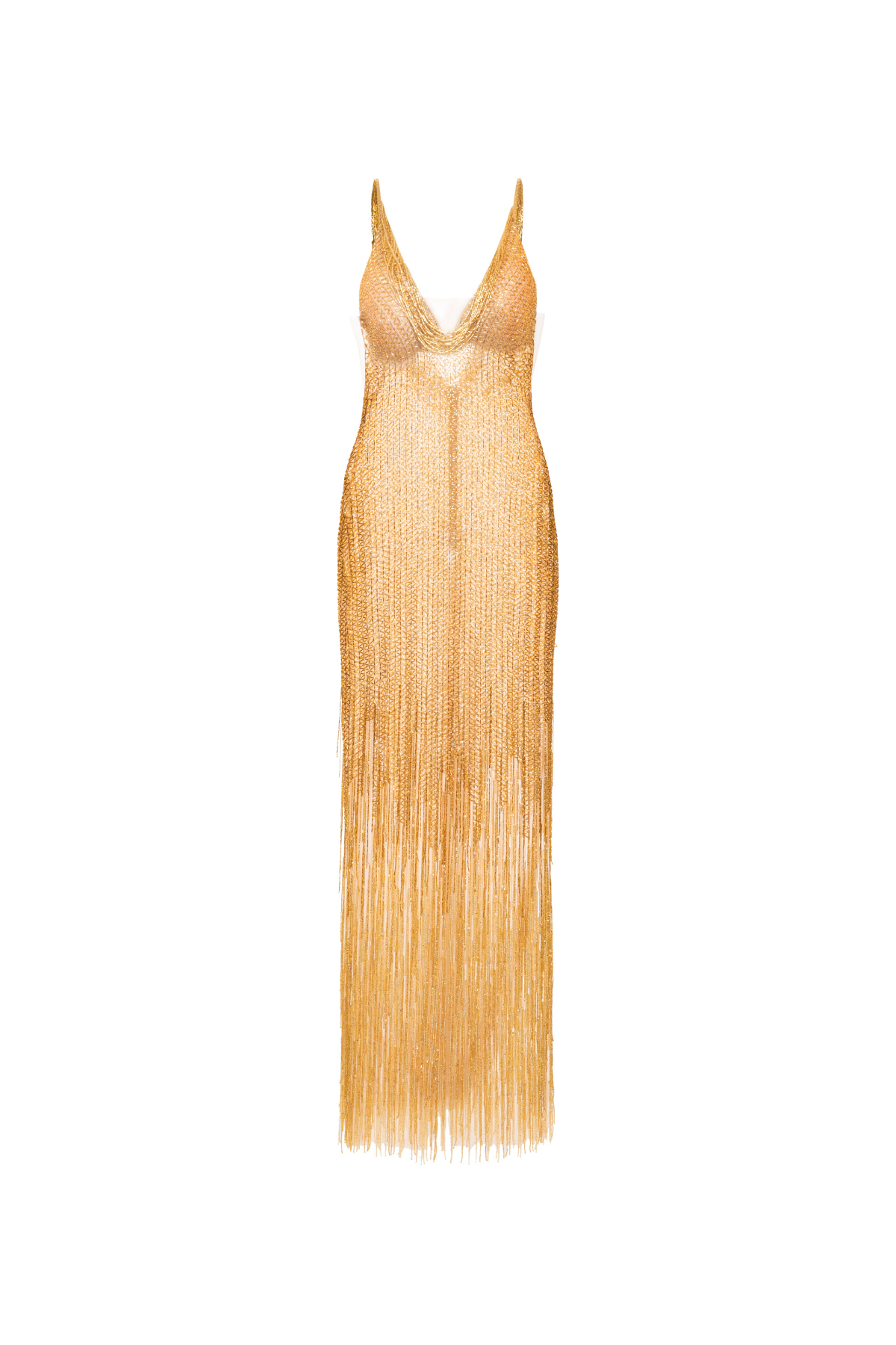 Vestido Longo Bordado Saia Franjas