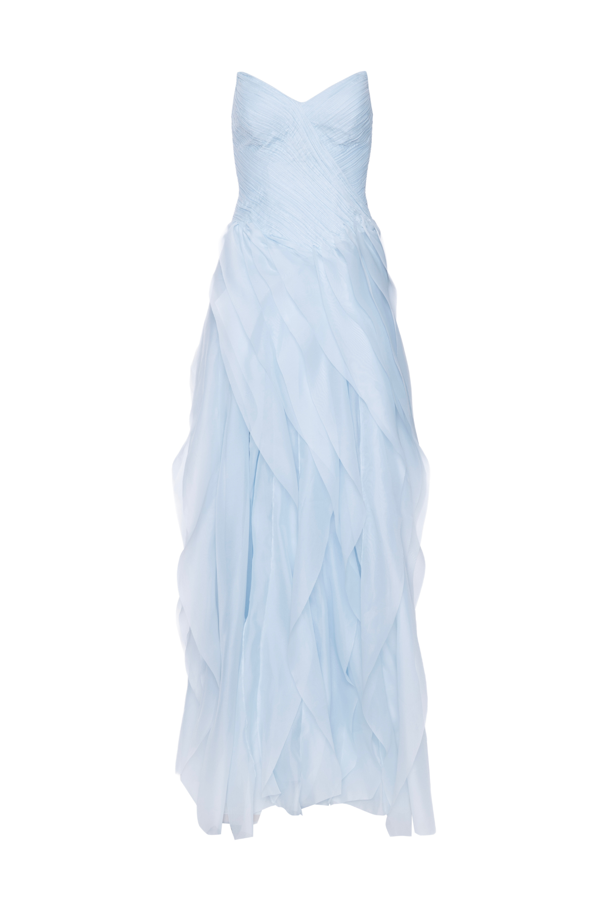 Vestido Longo Organza Sem Alças Drapeado