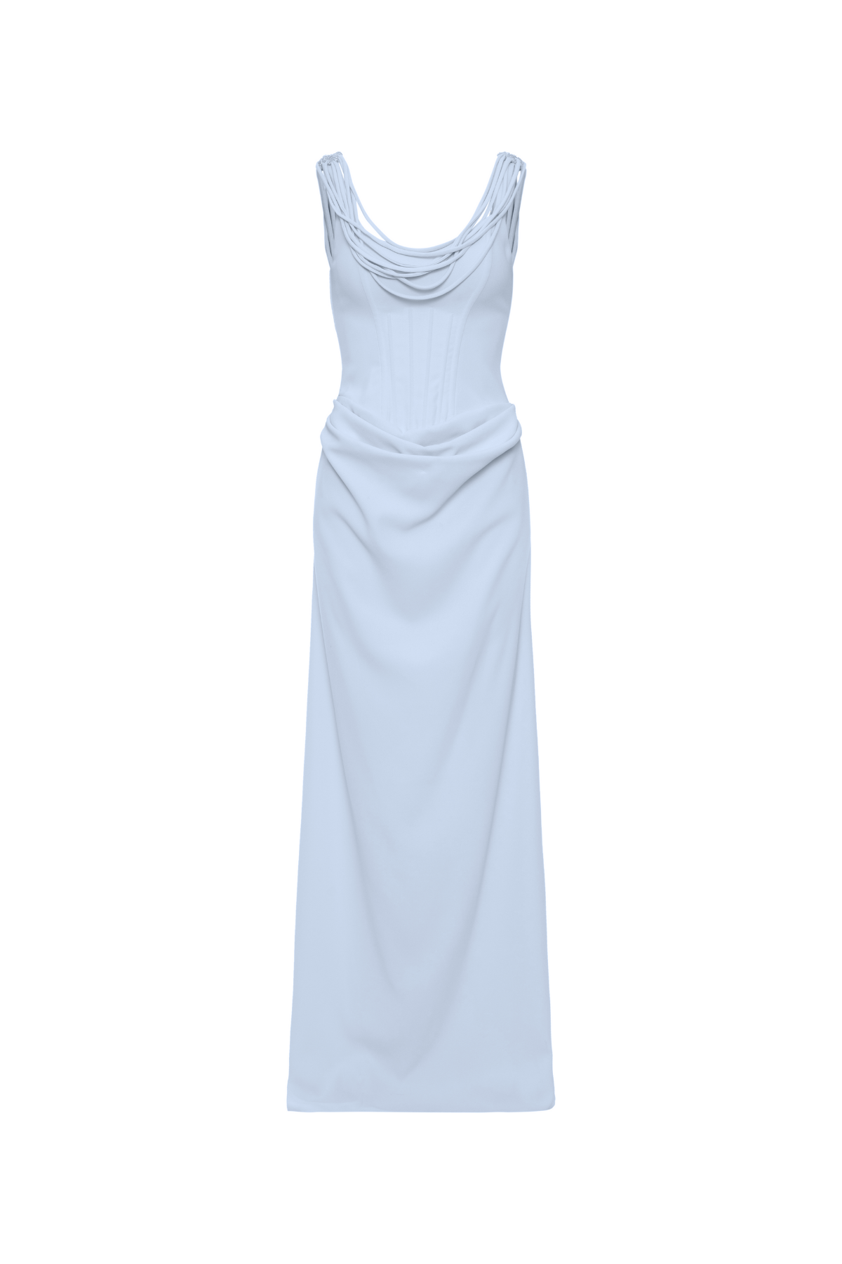 Vestido Longo Crepe Alças E Franjas