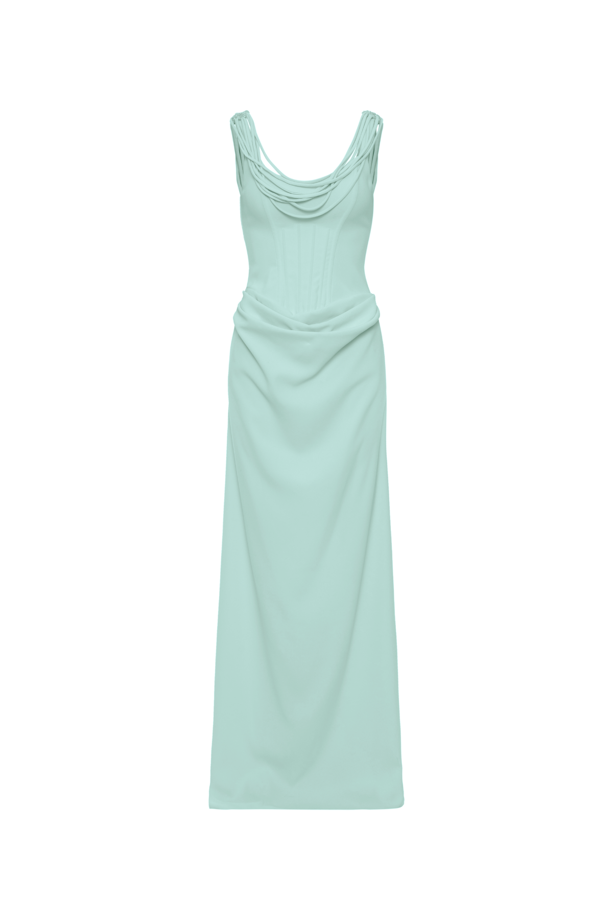 Vestido Longo Crepe Alças E Franjas