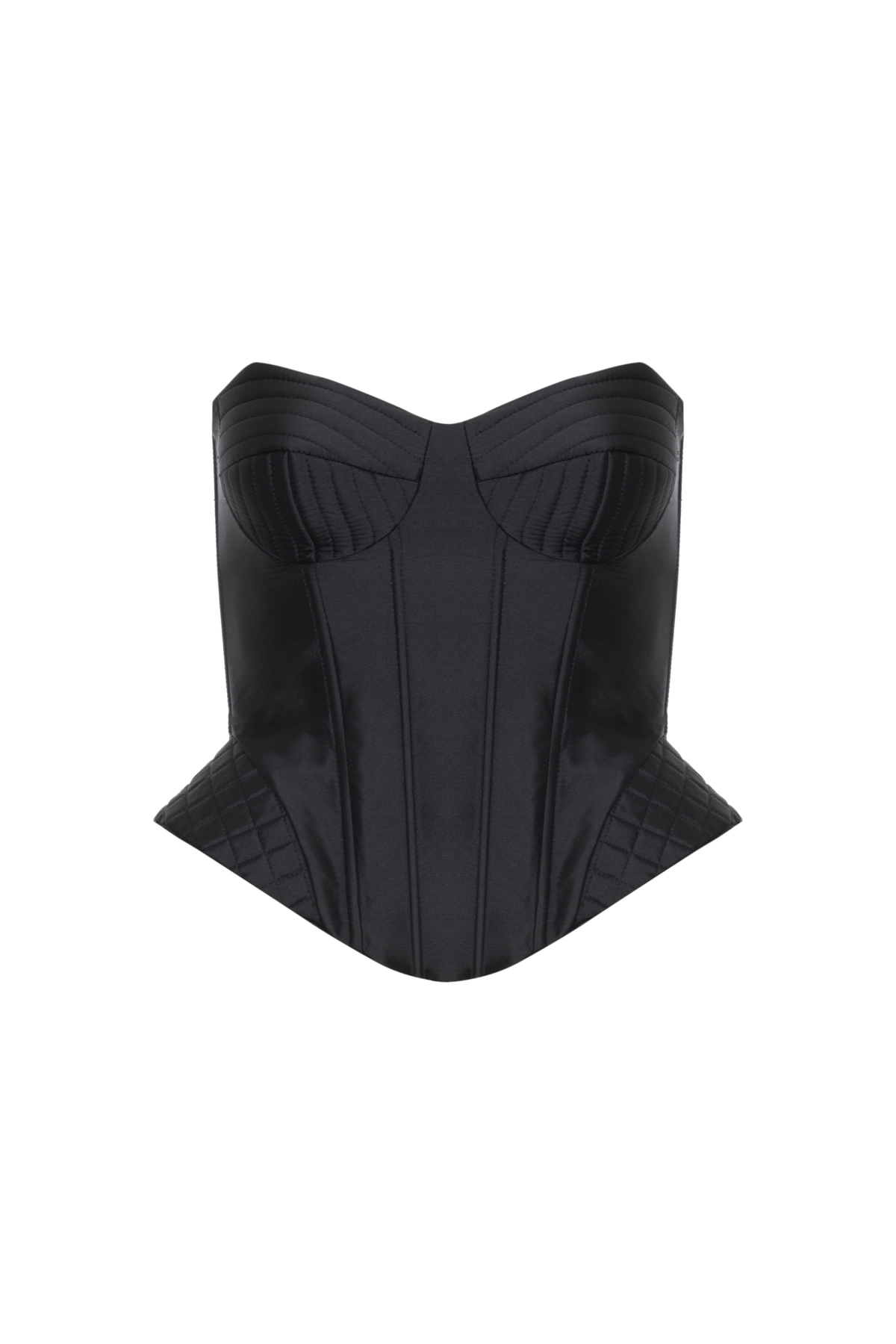 Corset Estruturado Pespontado Em Tafetá