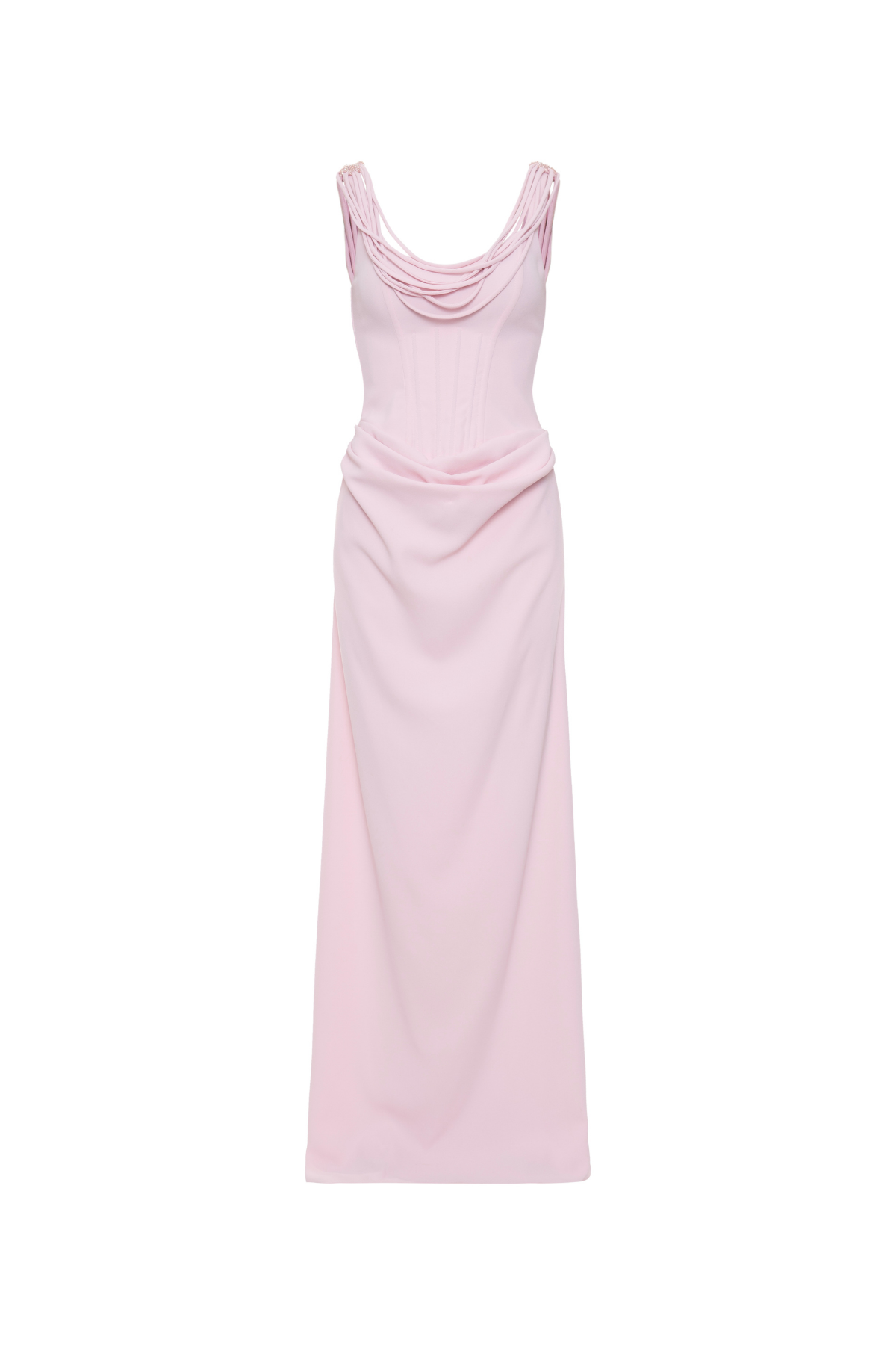 Vestido Longo Crepe Alças E Franjas