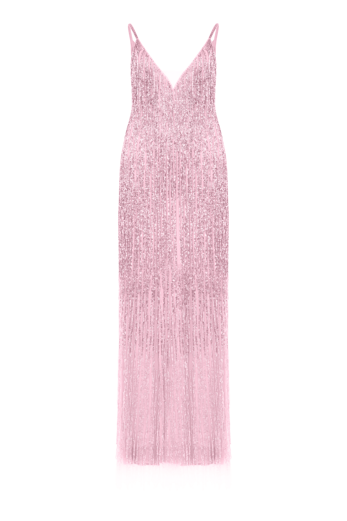 Vestido Longo Bordado Com Franjas
