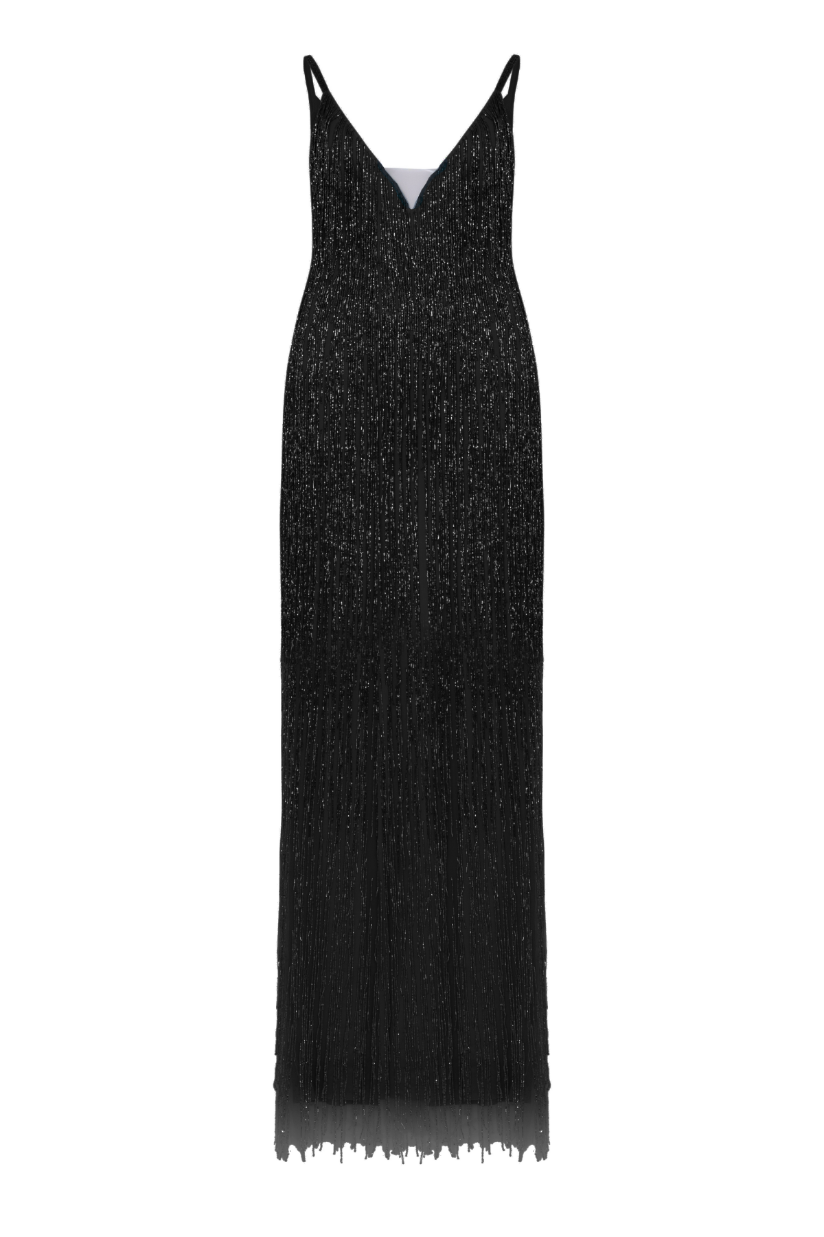 Vestido Longo Bordado Com Franjas