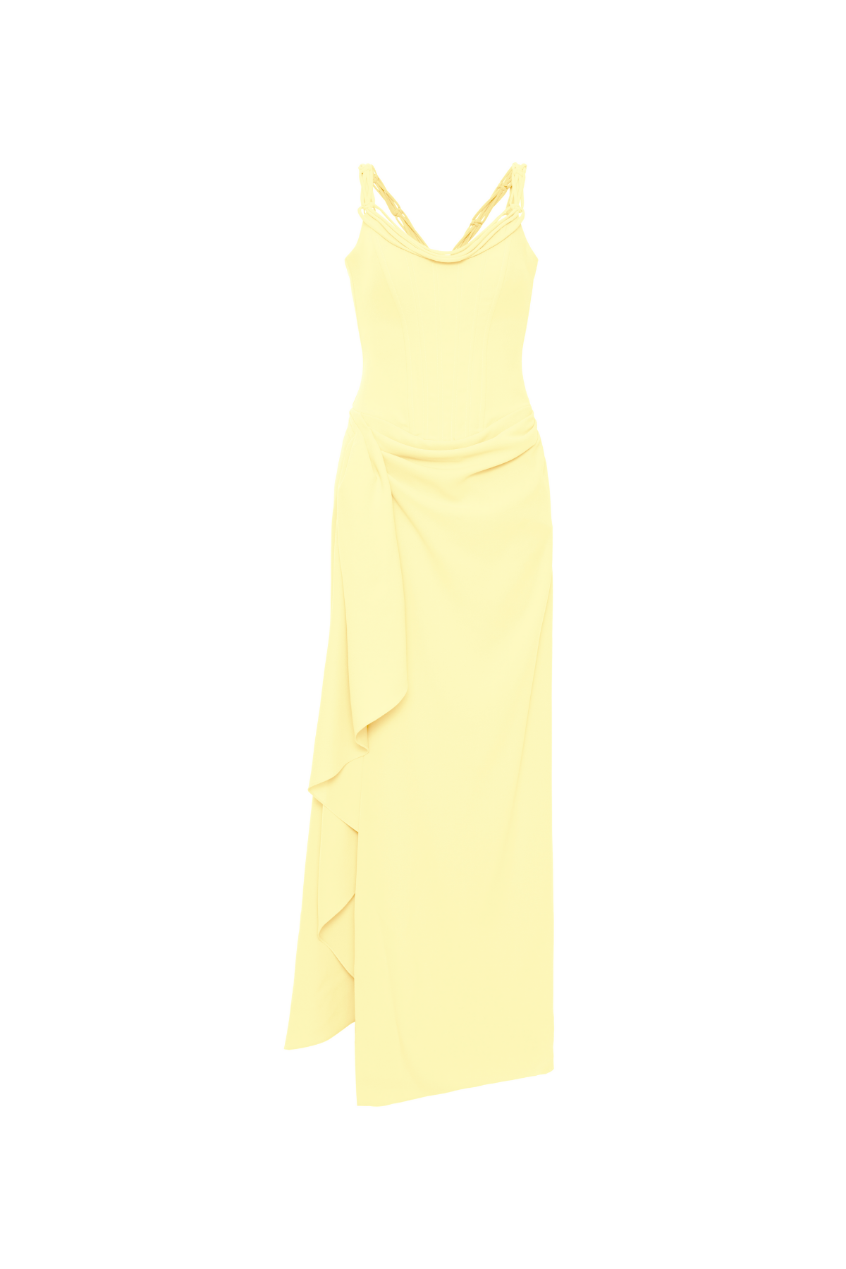 Vestido Longo Crepe Corpo Estruturado