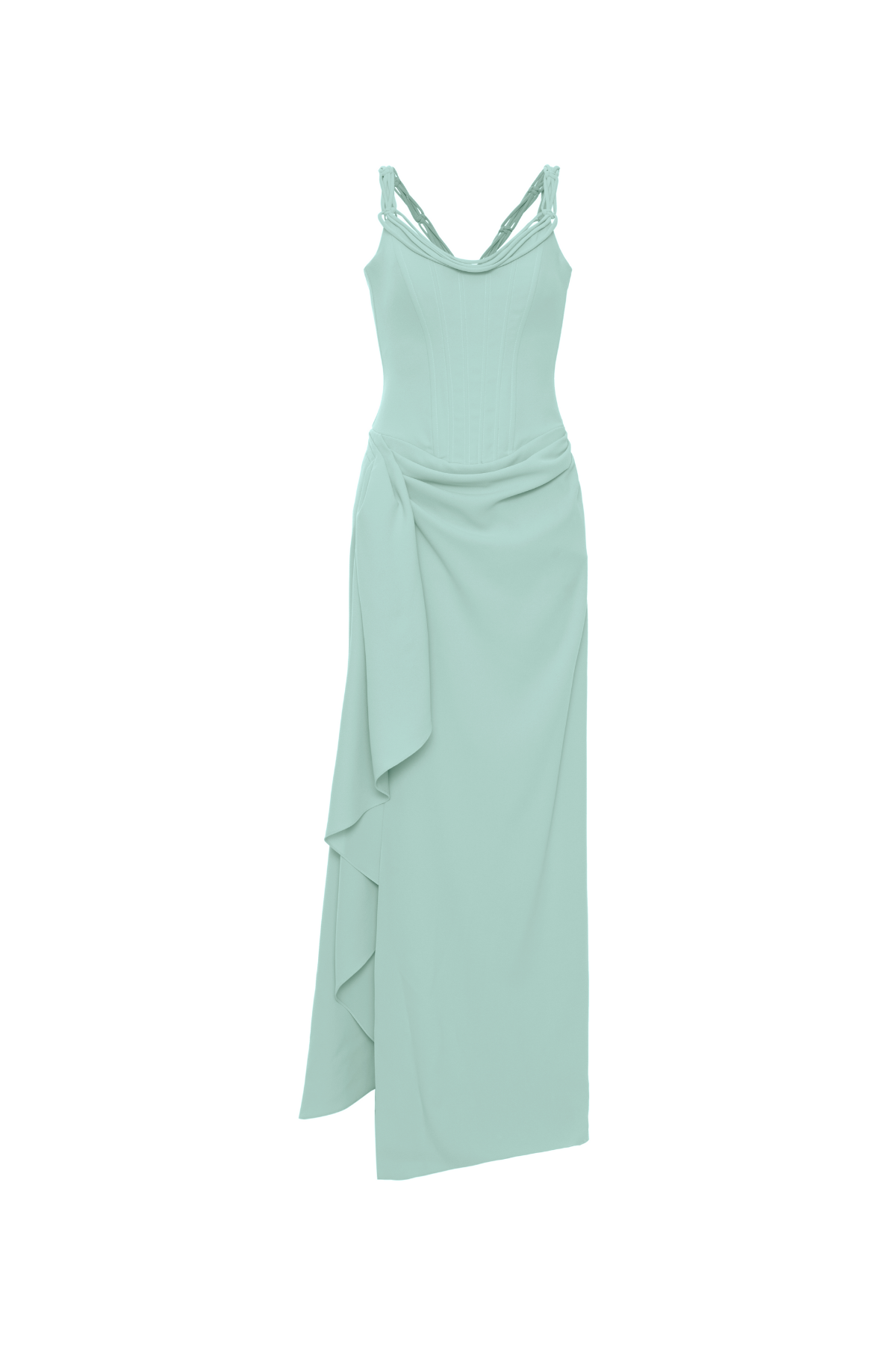 Vestido Longo Crepe Corpo Estruturado