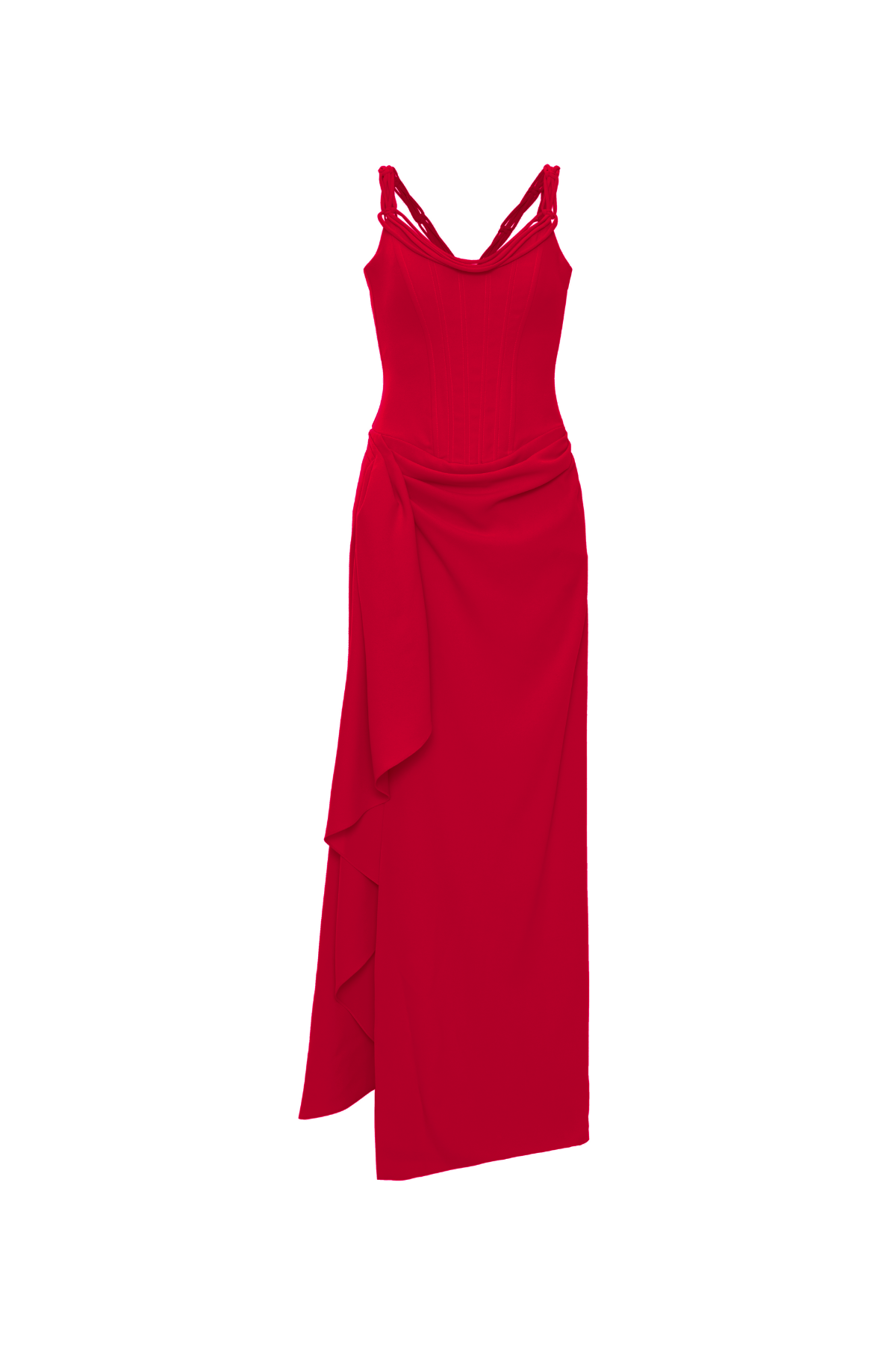 Vestido Longo Crepe Corpo Estruturado
