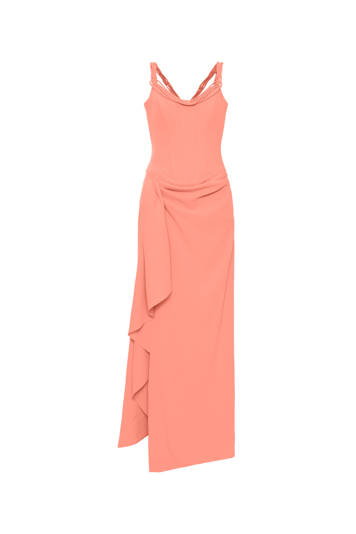 Vestido Longo Crepe Corpo Estruturado