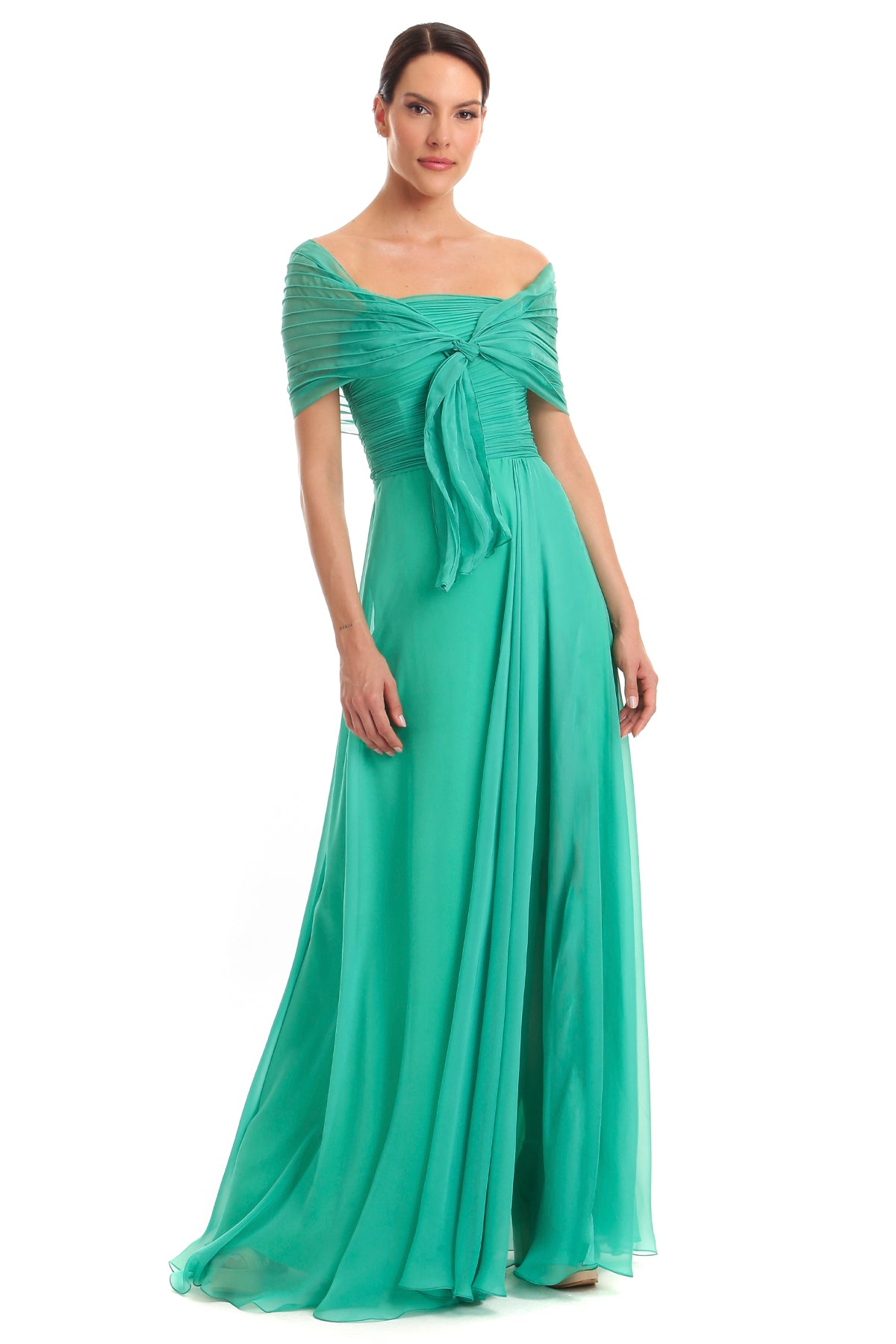 Vestido Longo Drapeado Sem Alças