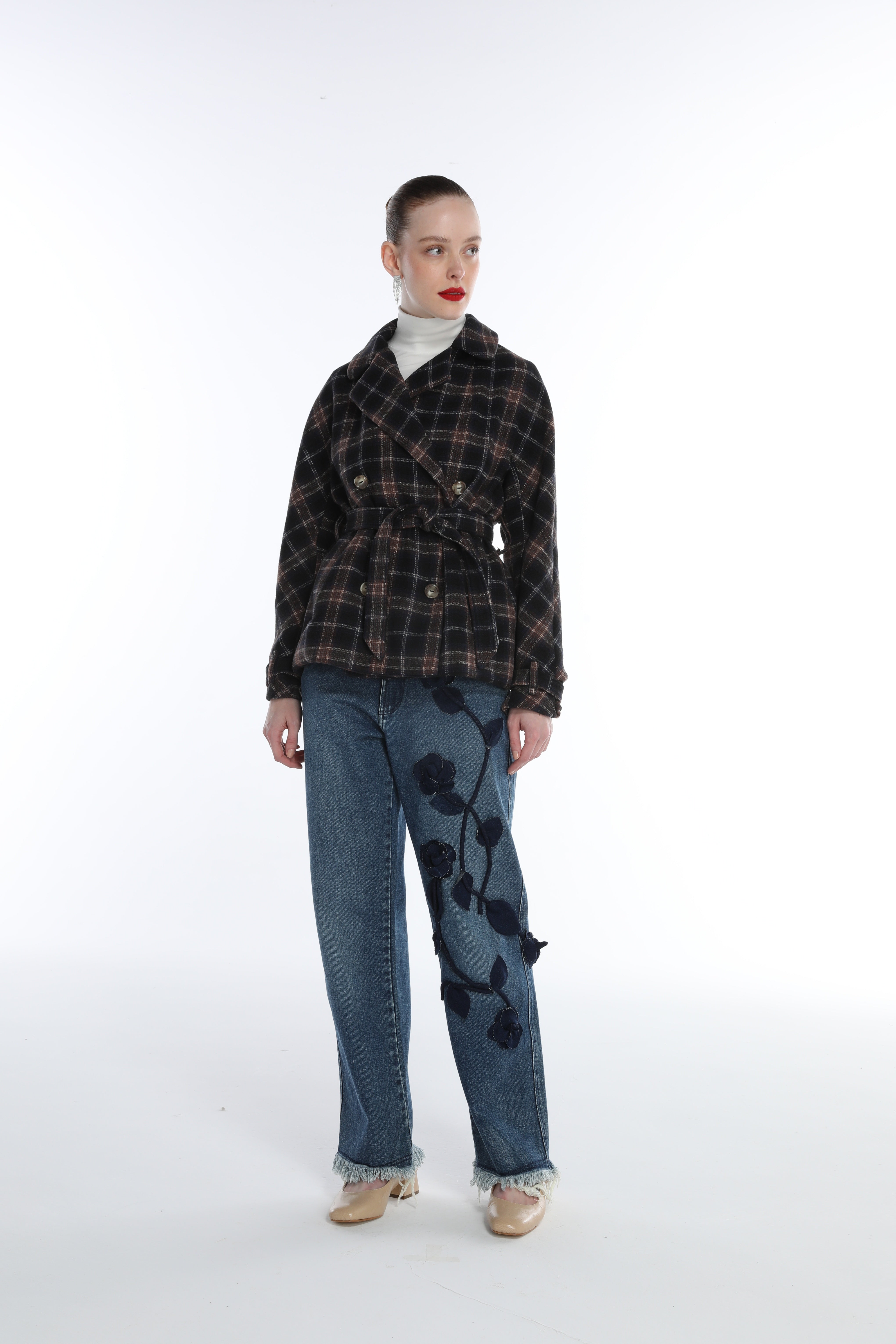 Trench Coat Curto Xadrez