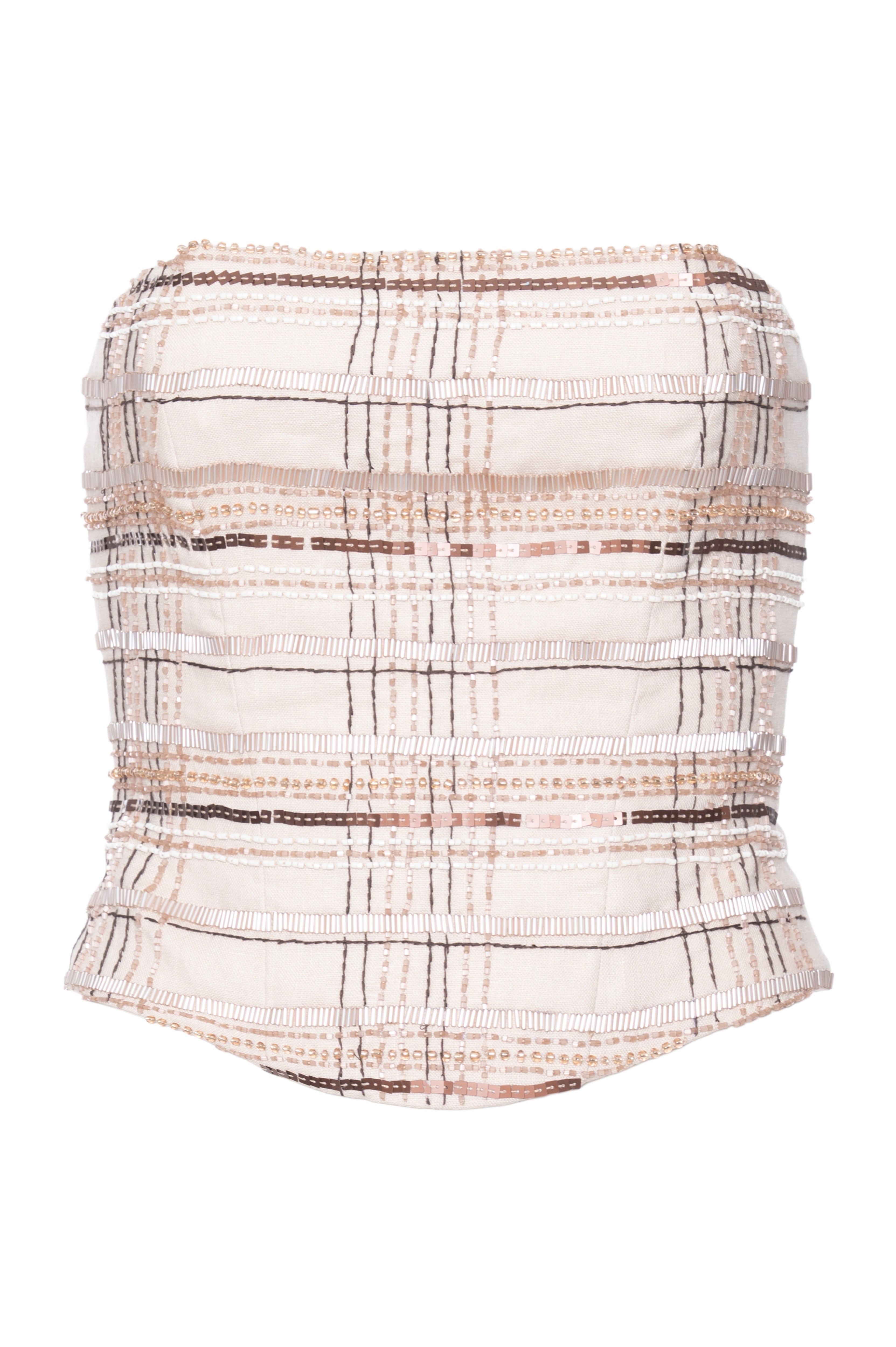 Corset De Linho Bordado Decote Abaulado