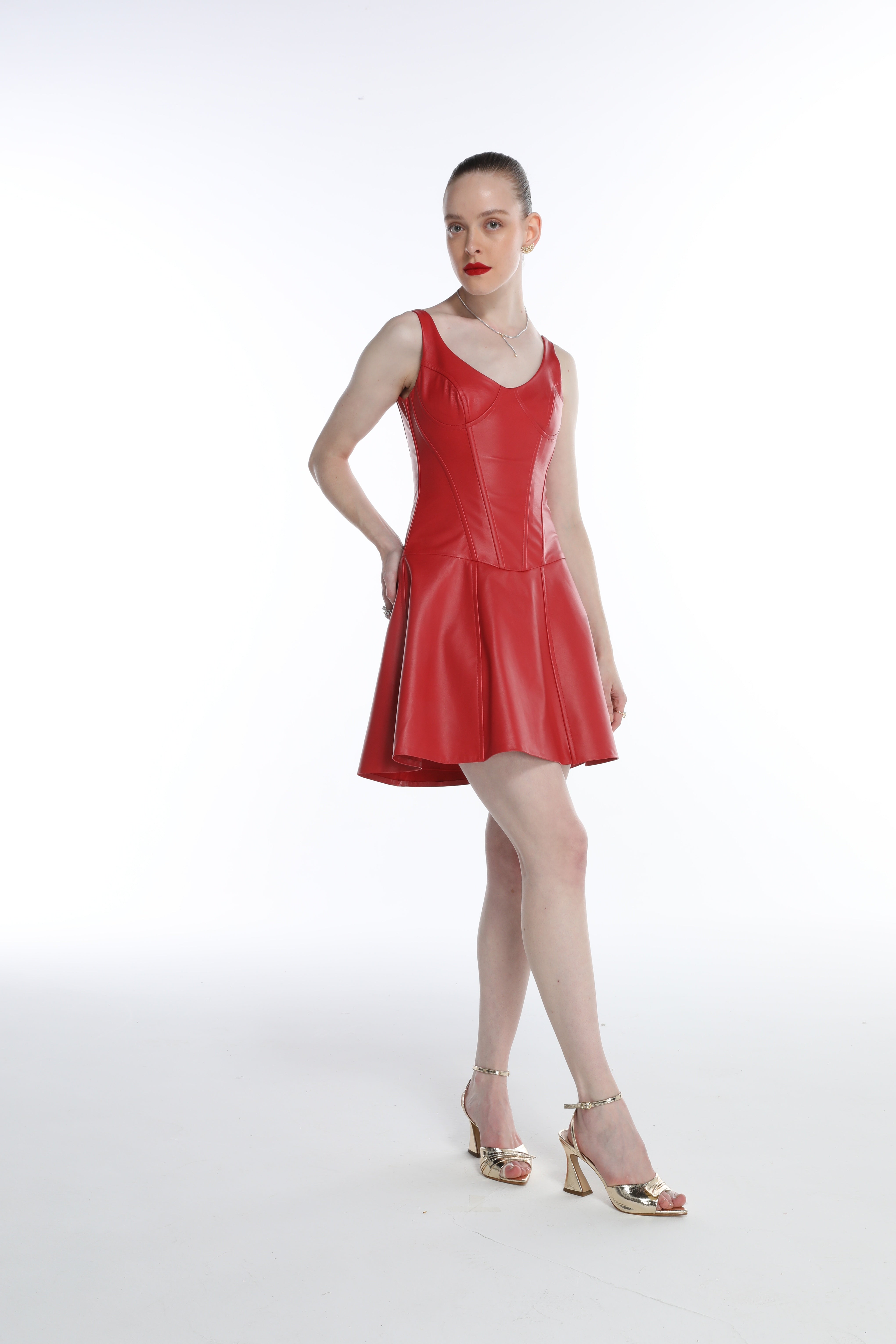 Vestido Corset Curto Couro