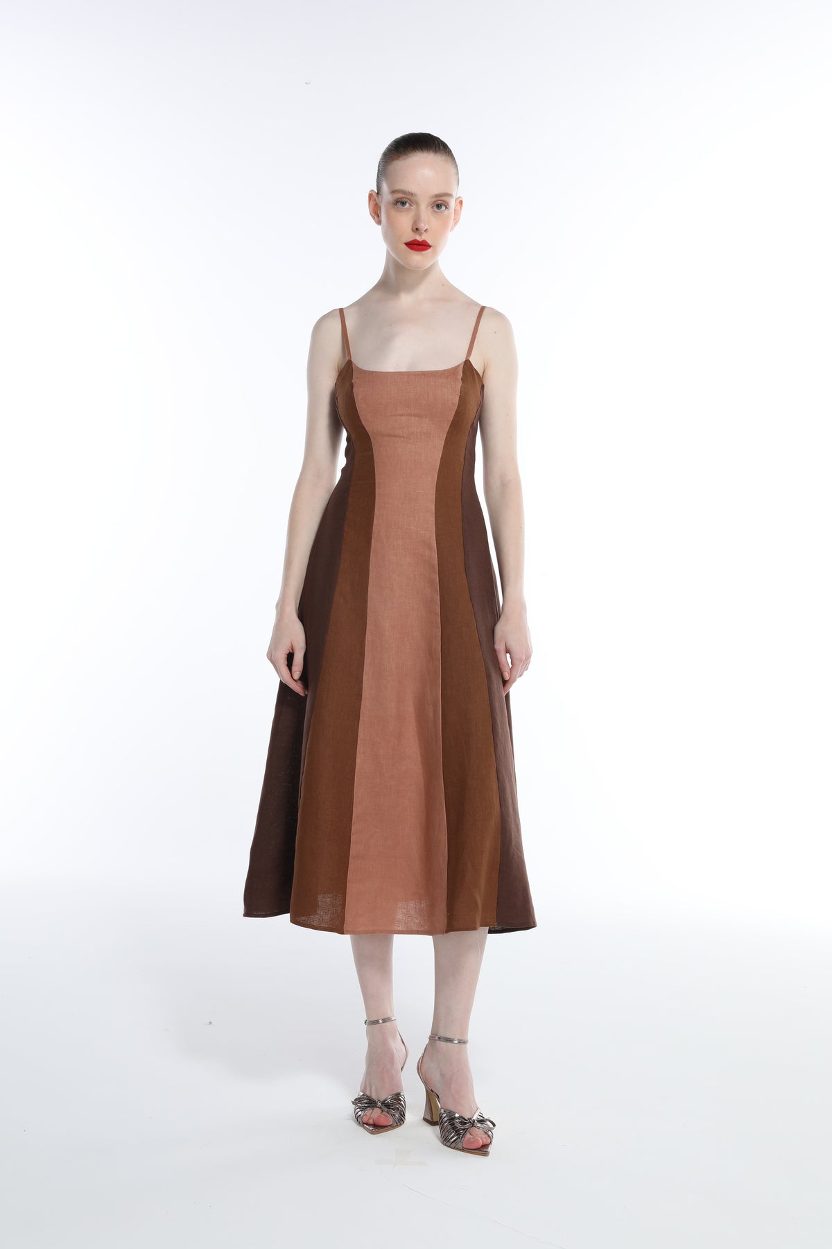 Vestido Linho Tricolor Nesgas