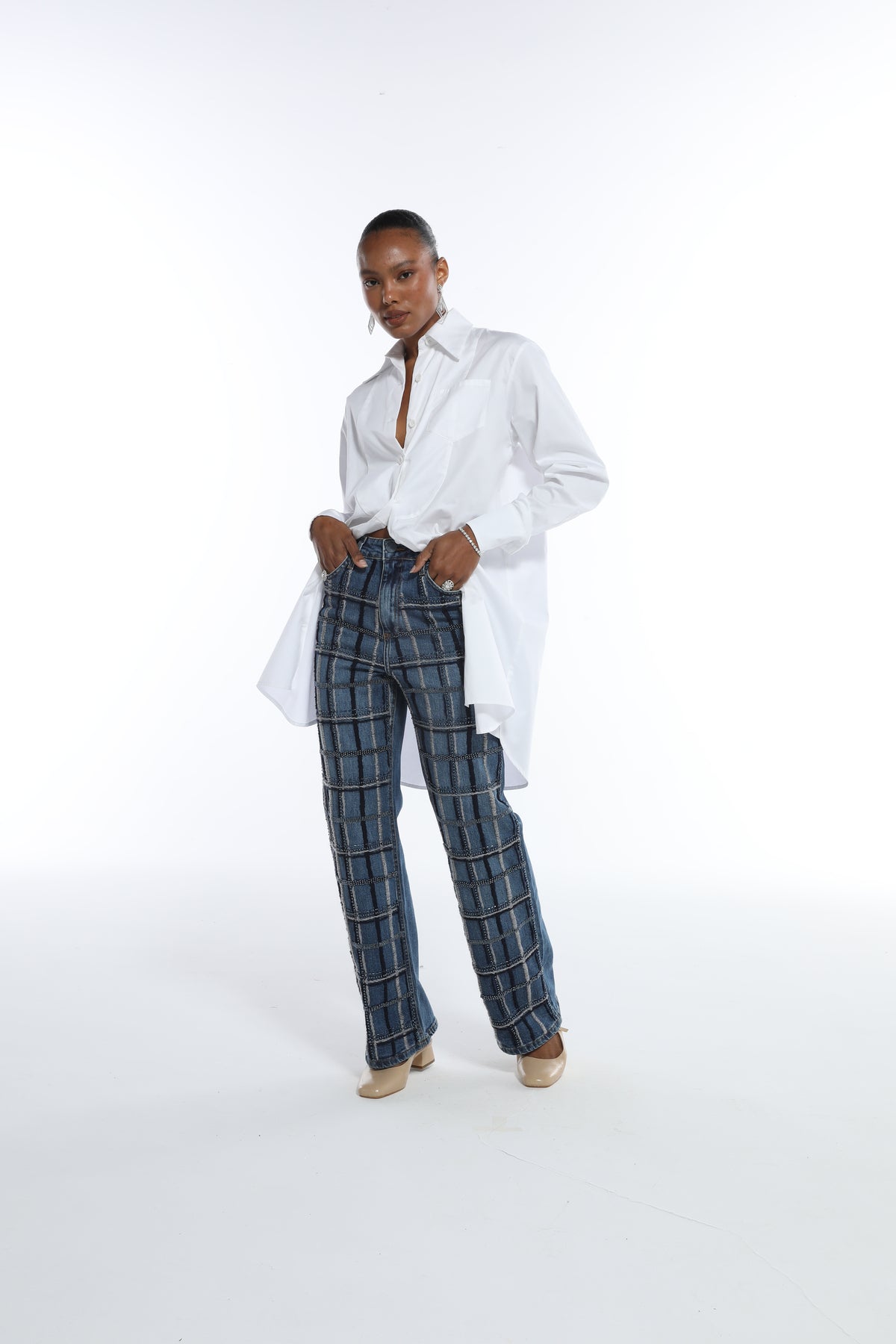 Calça Jeans Bordada