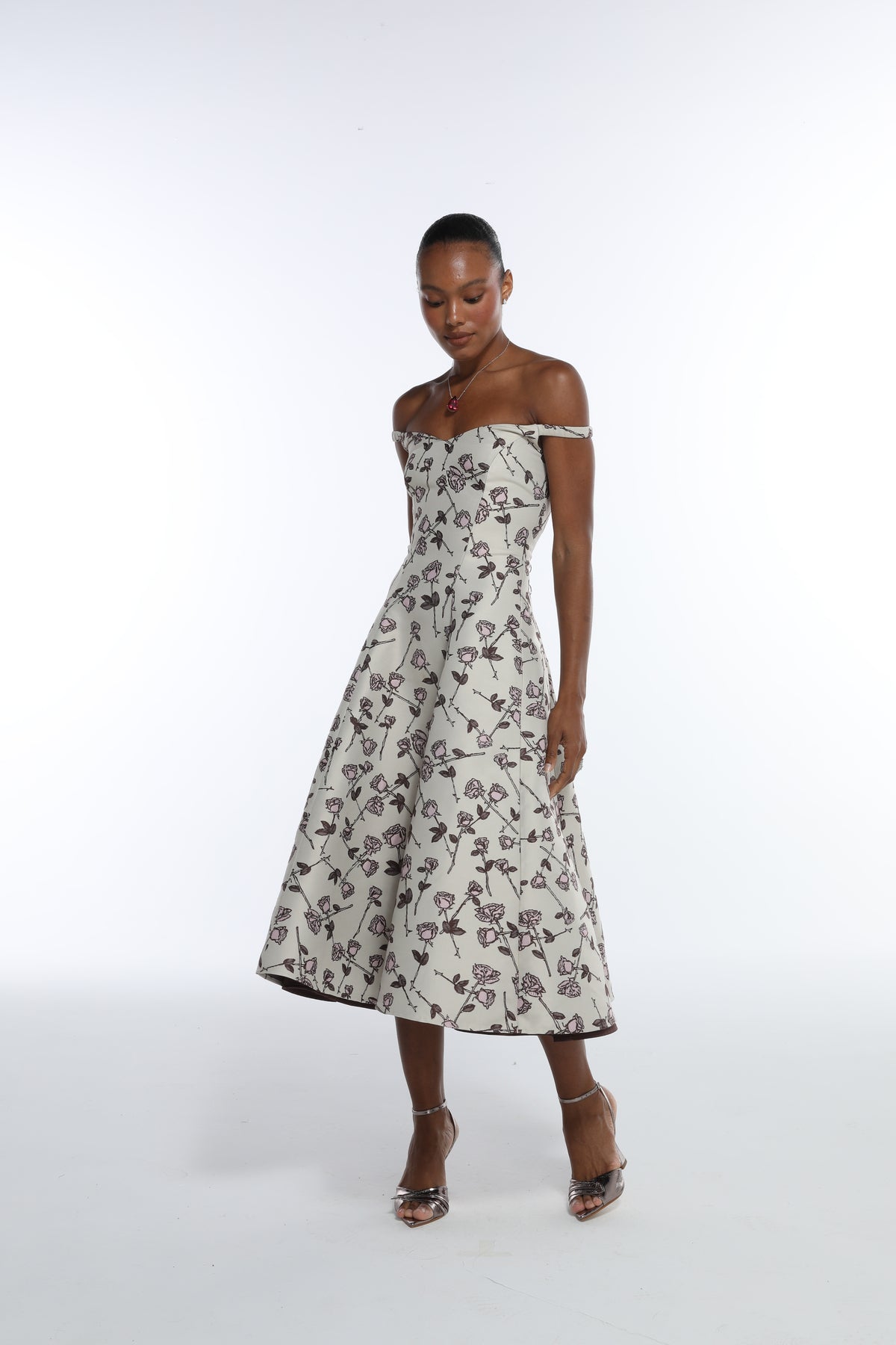 Vestido Ombro A Ombro Jacquard Uk