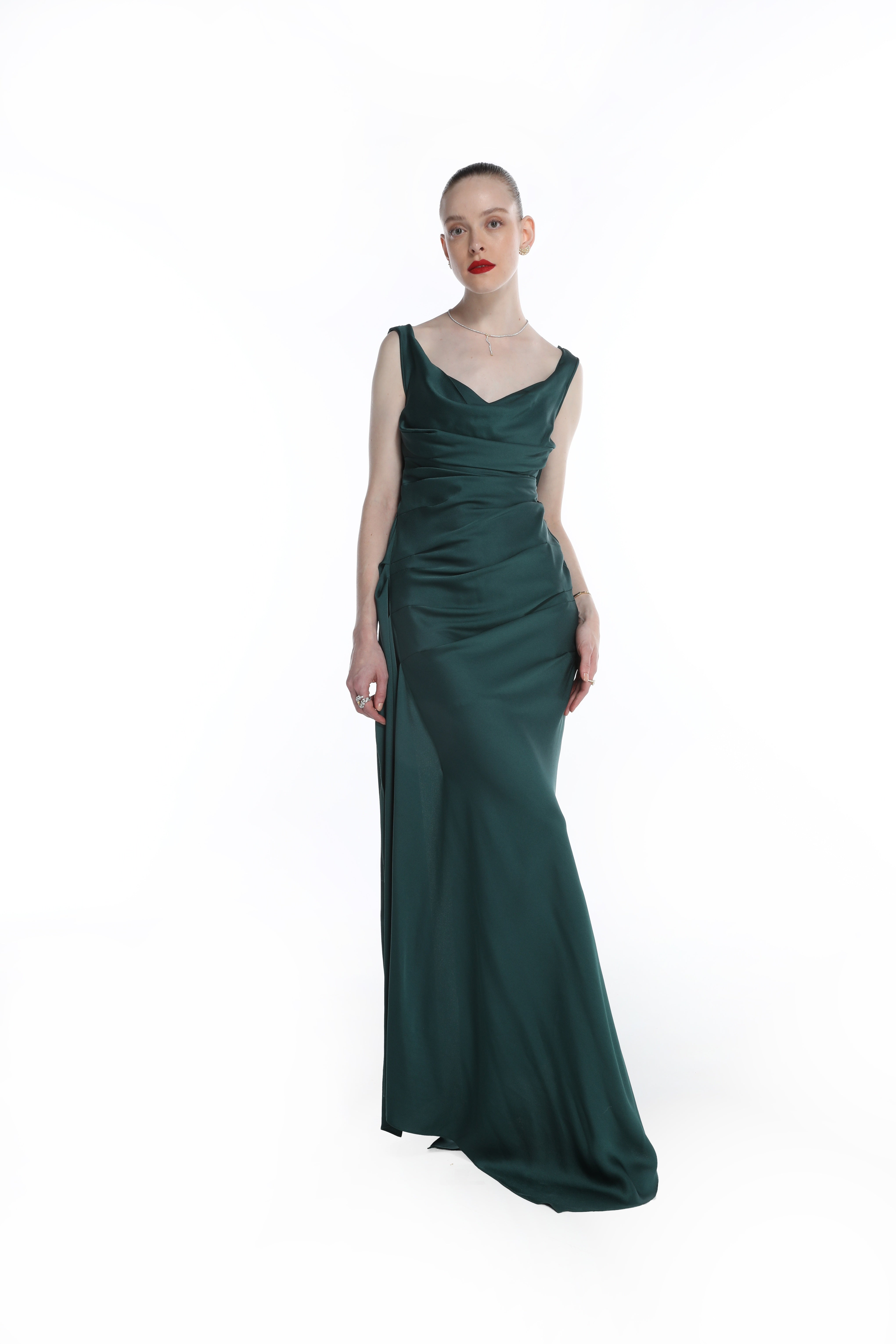 Vestido Longo Drapeado Crepe