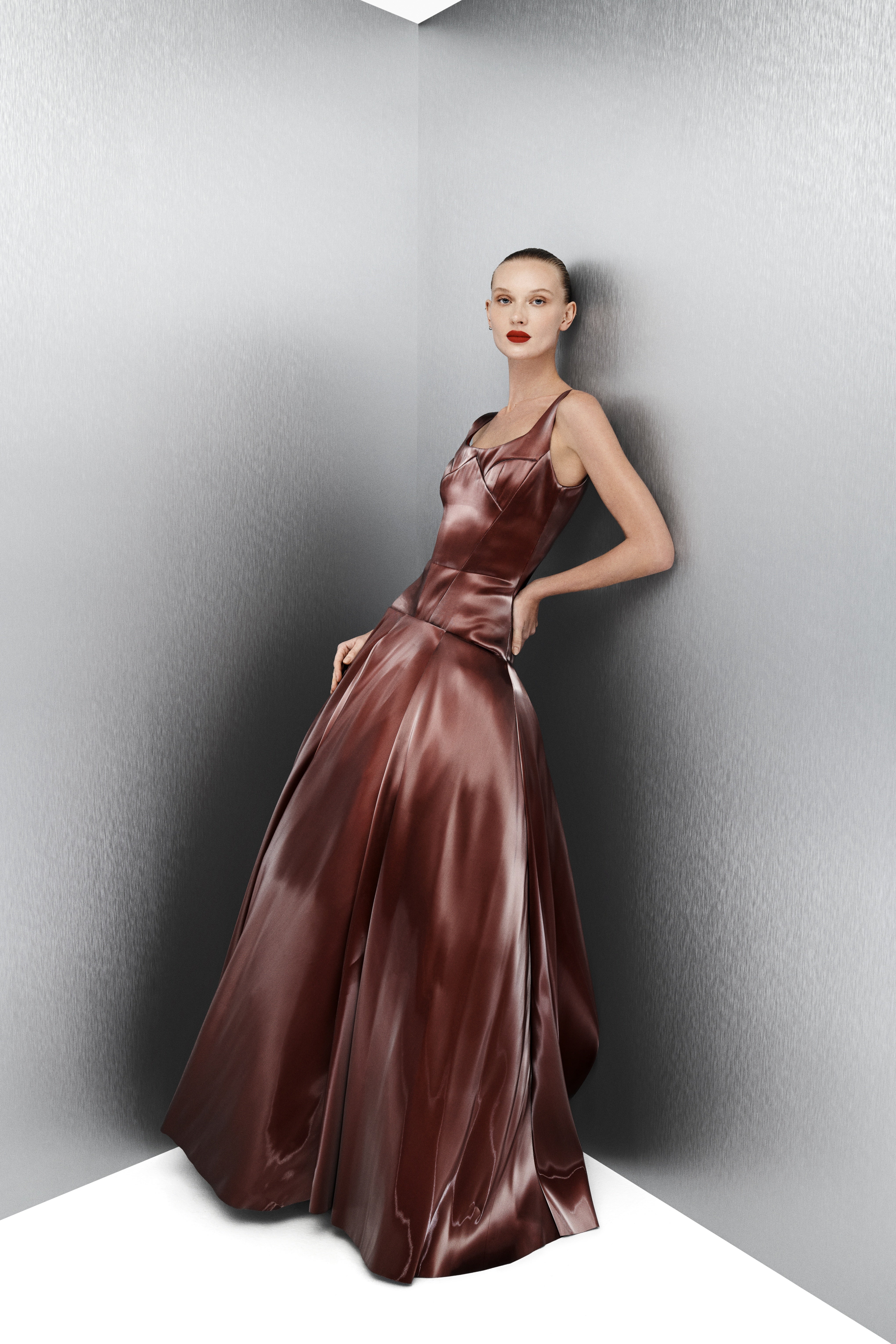 Vestido Longo Liquid Saia Volumosa