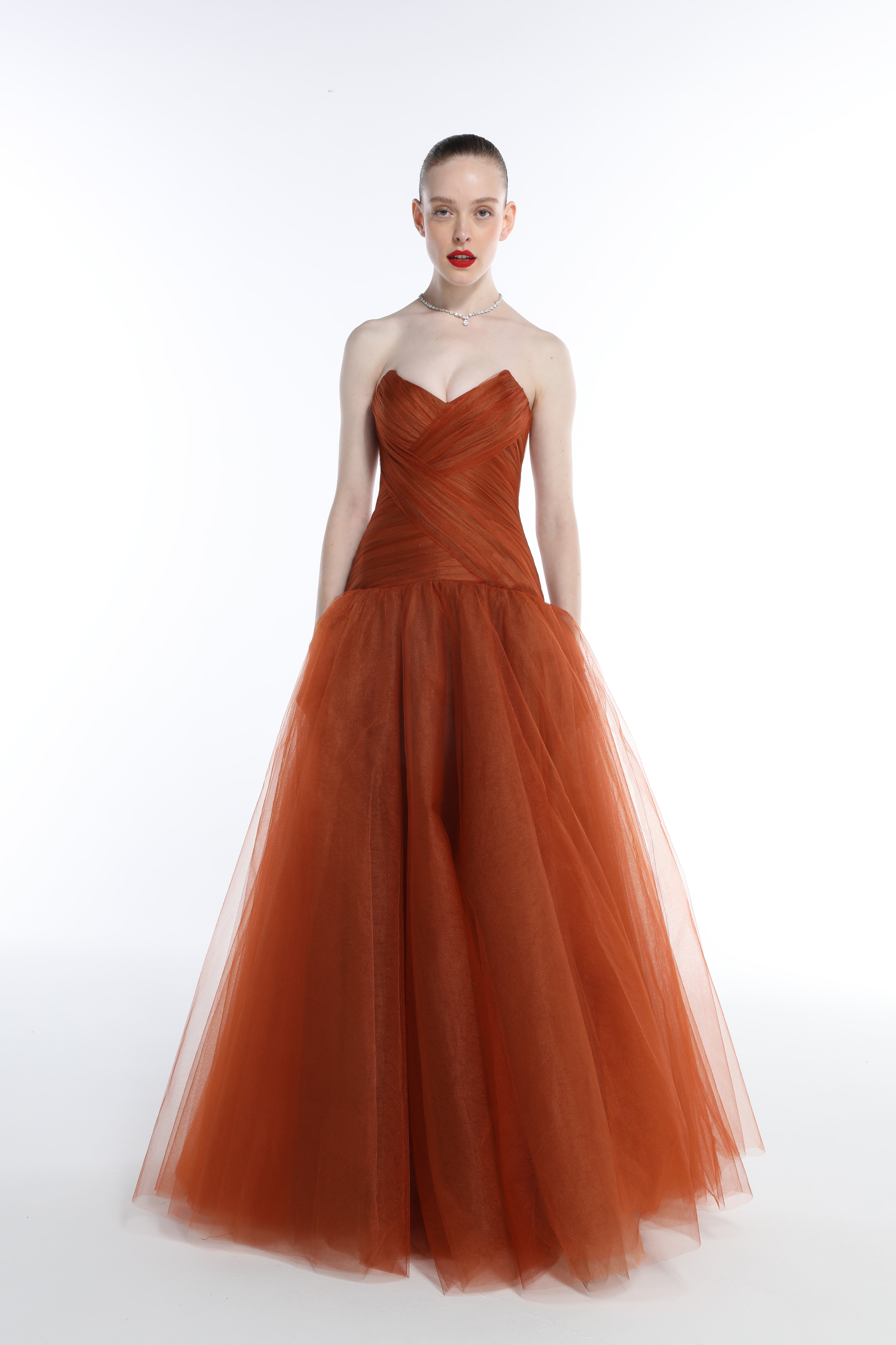 Vestido Longo Tule Cristal Drapeado PRE ORDER 15 DIAS