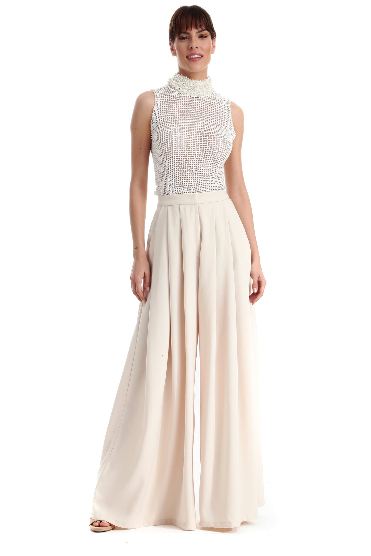 Blusa Crochê Gola Alta Bordada