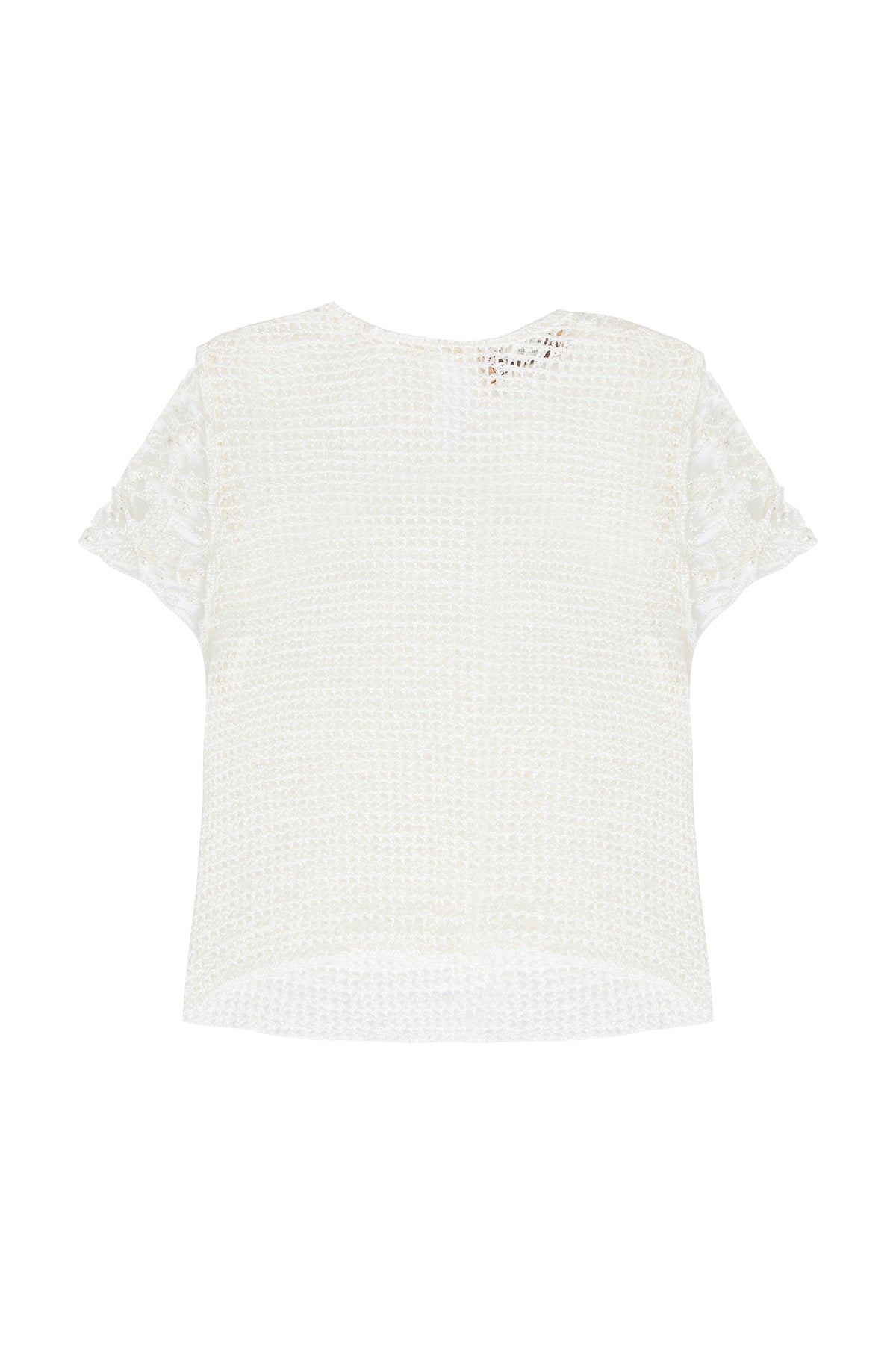 T-Shirt de Crochê Bordado em Pérolas