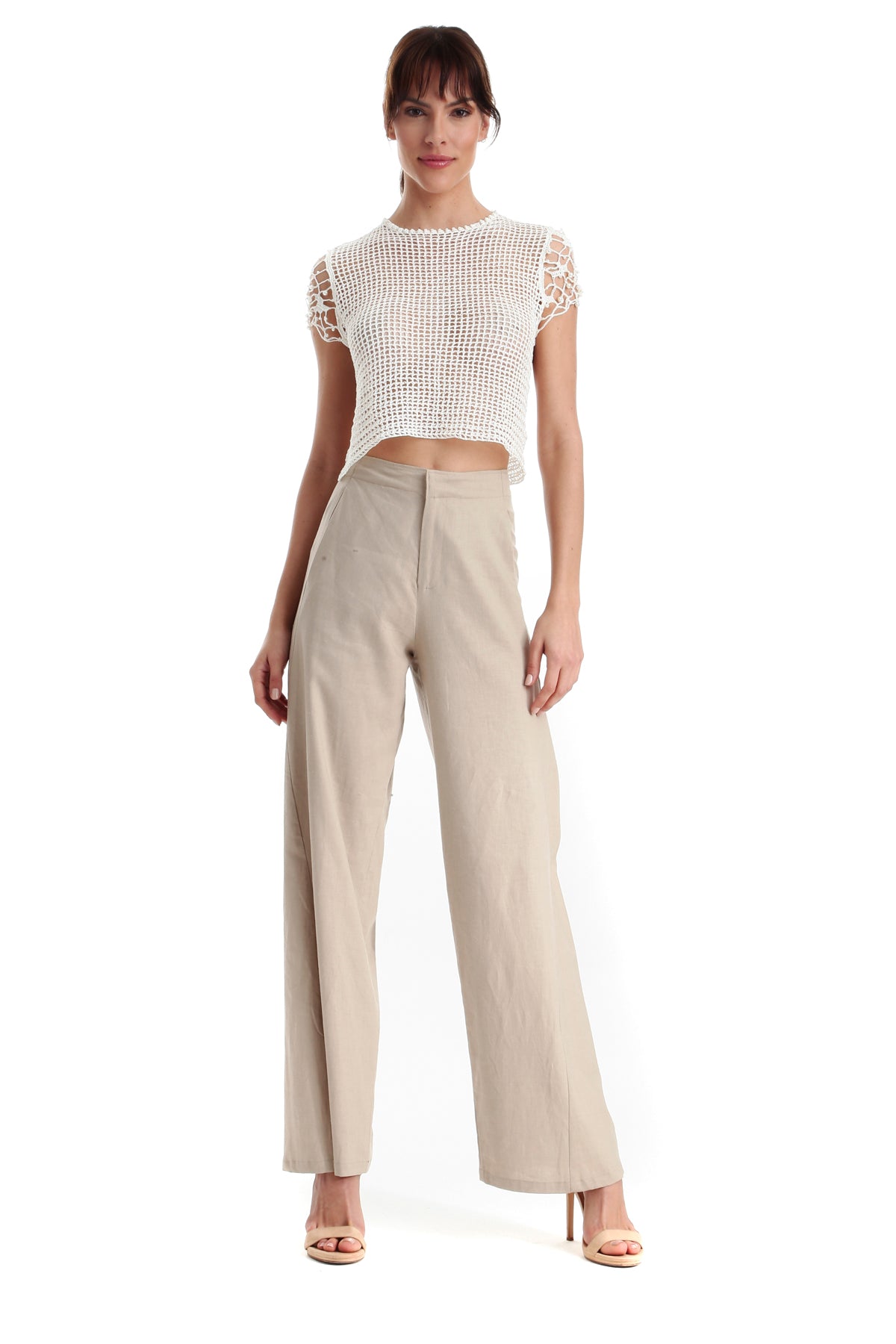 Calça em Linho Costura Deslocada