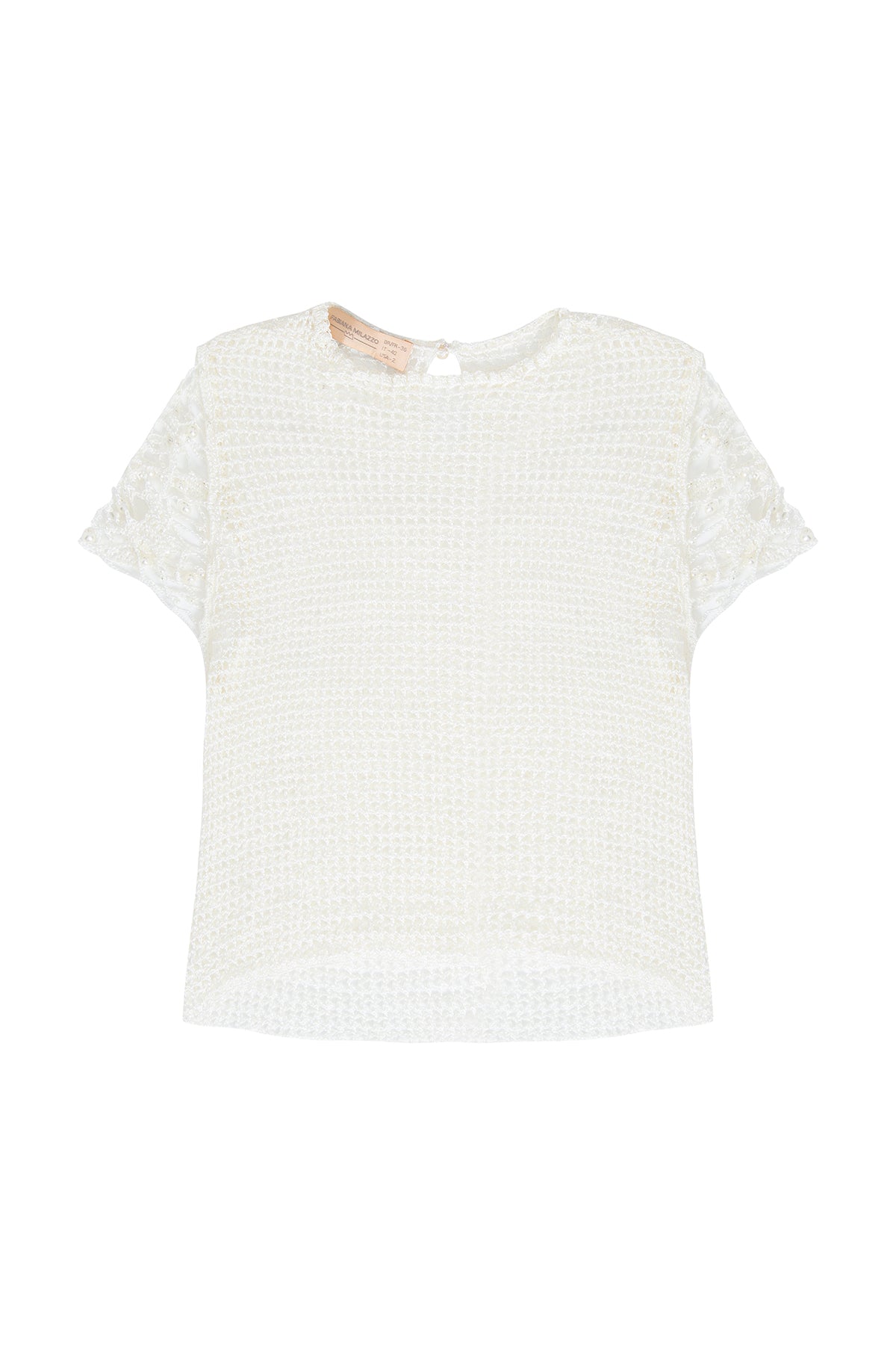 T-Shirt de Crochê Bordado em Pérolas