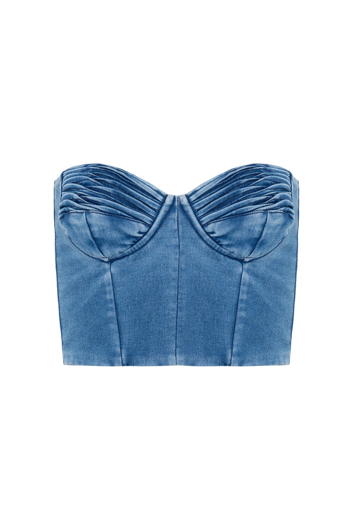 Corselet Denim com Detalhes de Nervuras