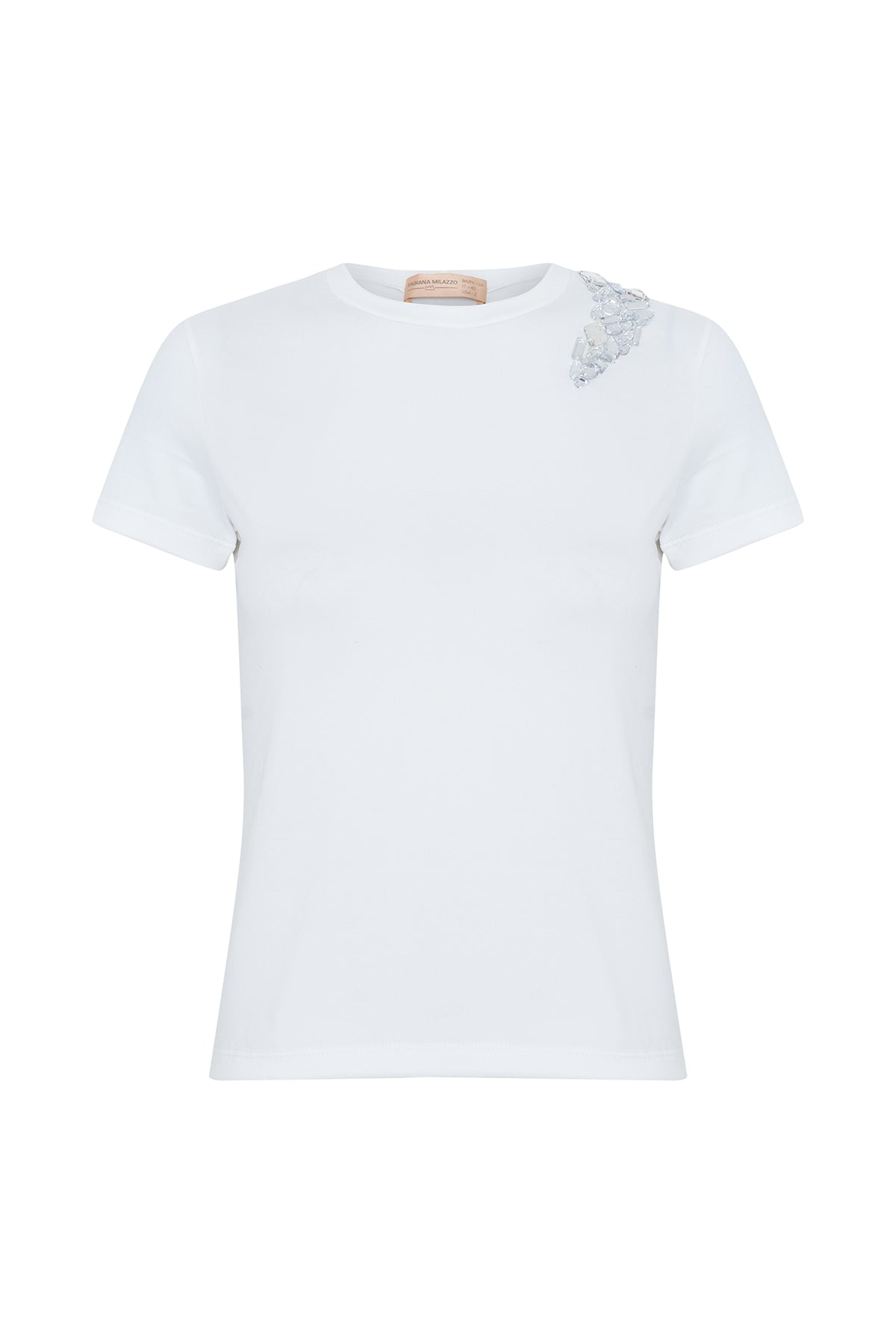 T-Shirt Gola Redonda Bordada