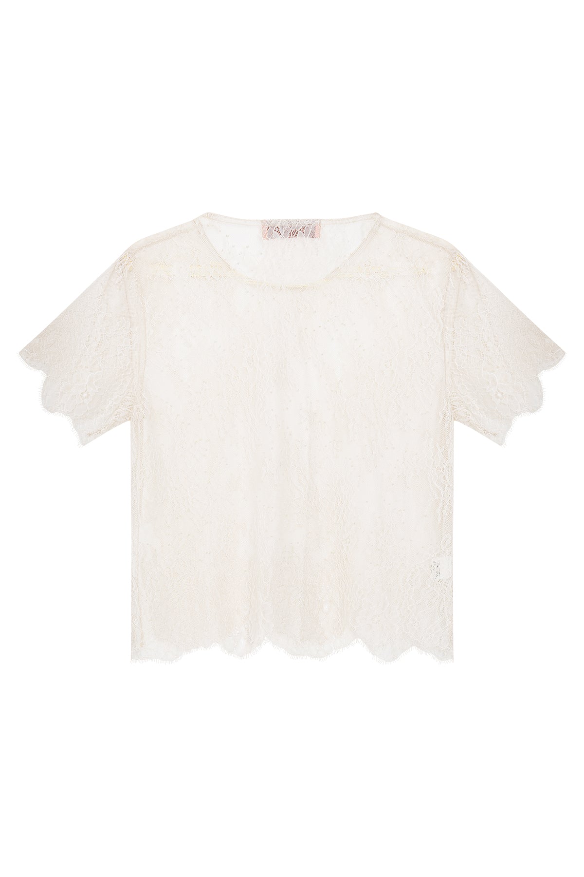 T-Shirt de Renda com Mangas Curtas