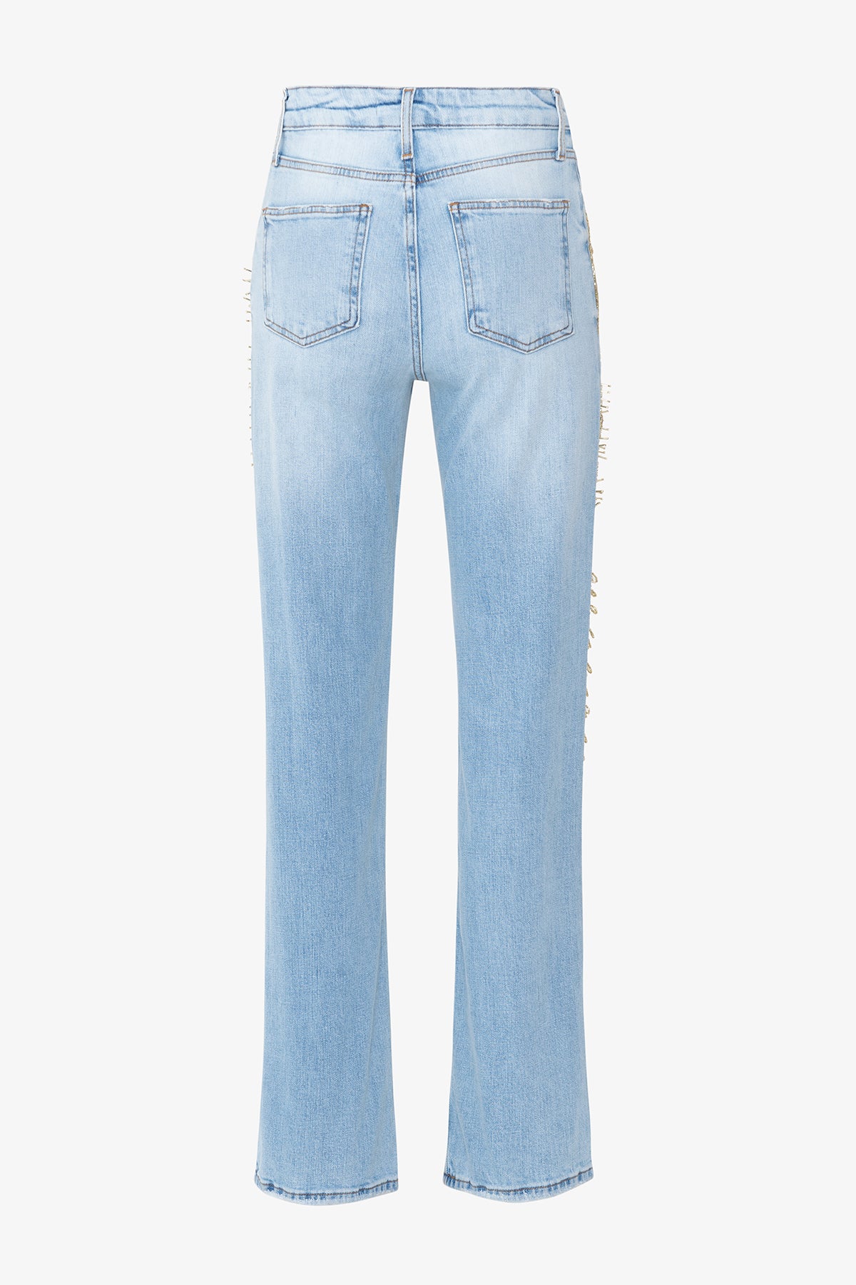 Calça Jeans Bordada com Cós Alto